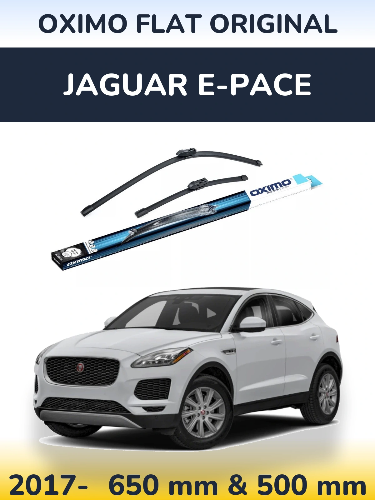 Front wiper blade set Oximo Flat Original 650 & 500 mm for Jaguar E-Pace 2017-2026