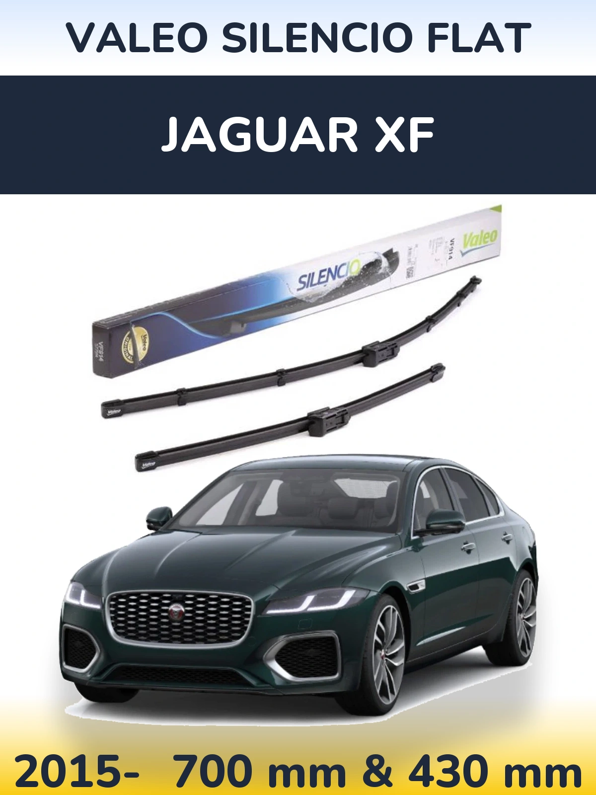 Komplet przednich wycieraczek Valeo Silencio Flat 680 & 430 mm do Jaguar XF 2015-2026