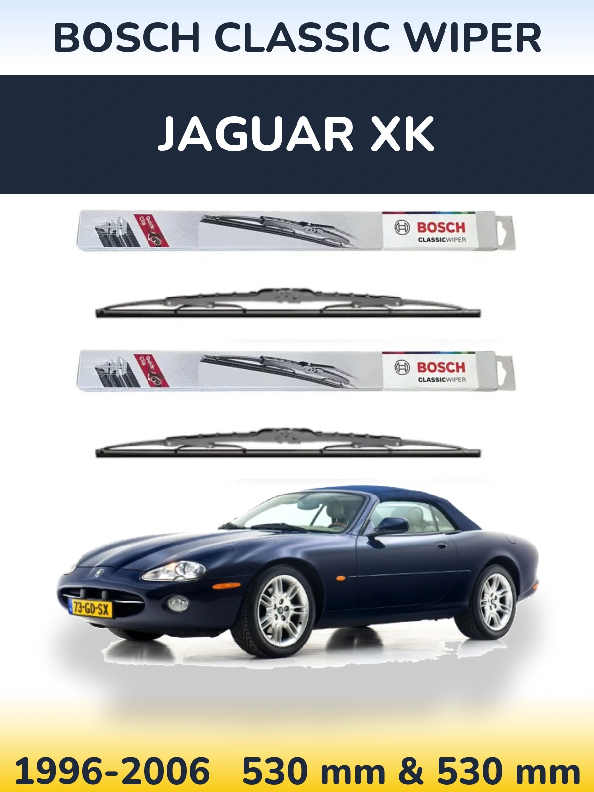 Komplet przednich wycieraczek BOSCH Classic Wiper 530 & 530 mm do Jaguar XK 1996-2006