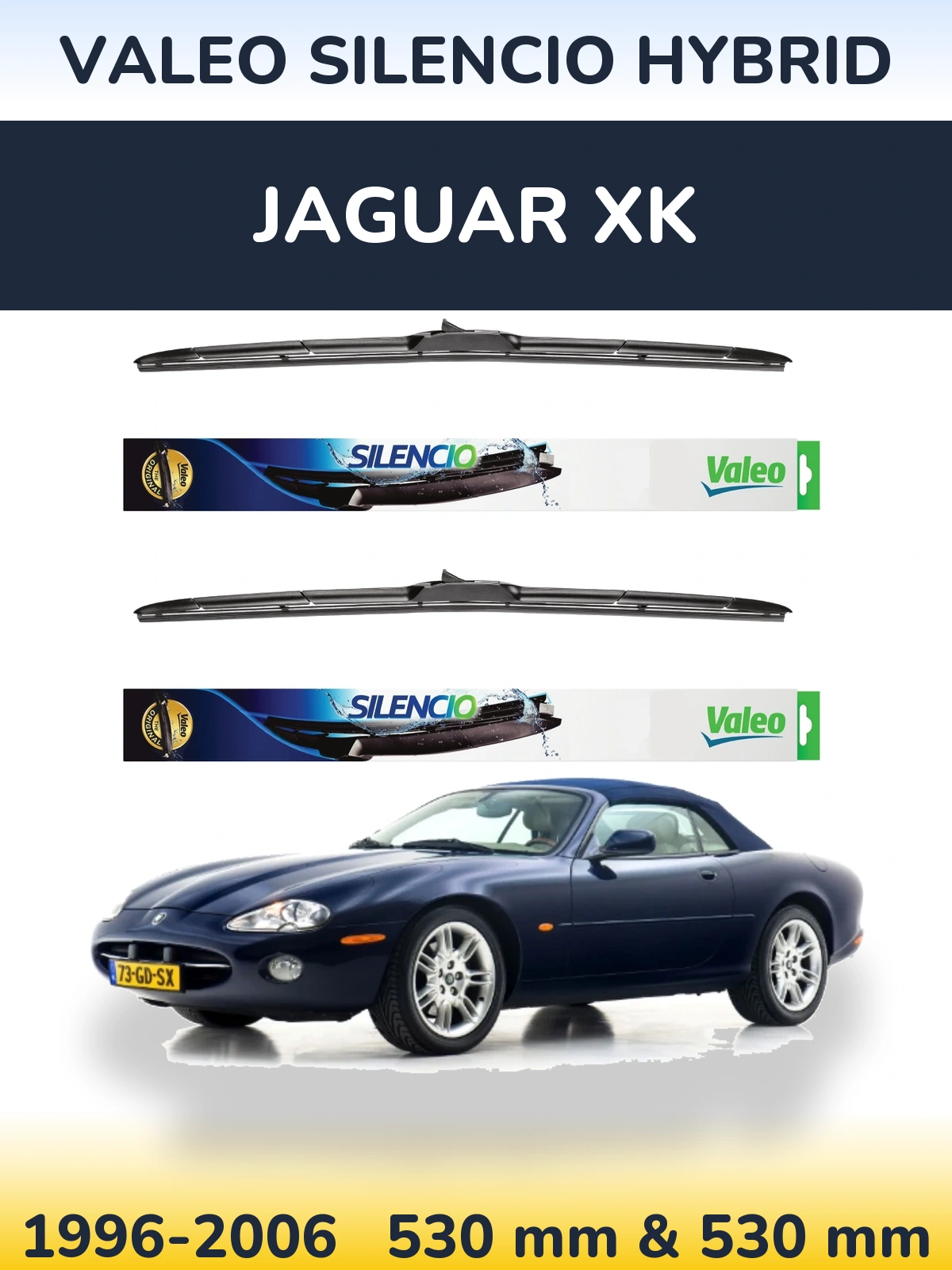 Komplet przednich wycieraczek Valeo Silencio Hybrid 530 & 530 mm do Jaguar XK 1996-2006
