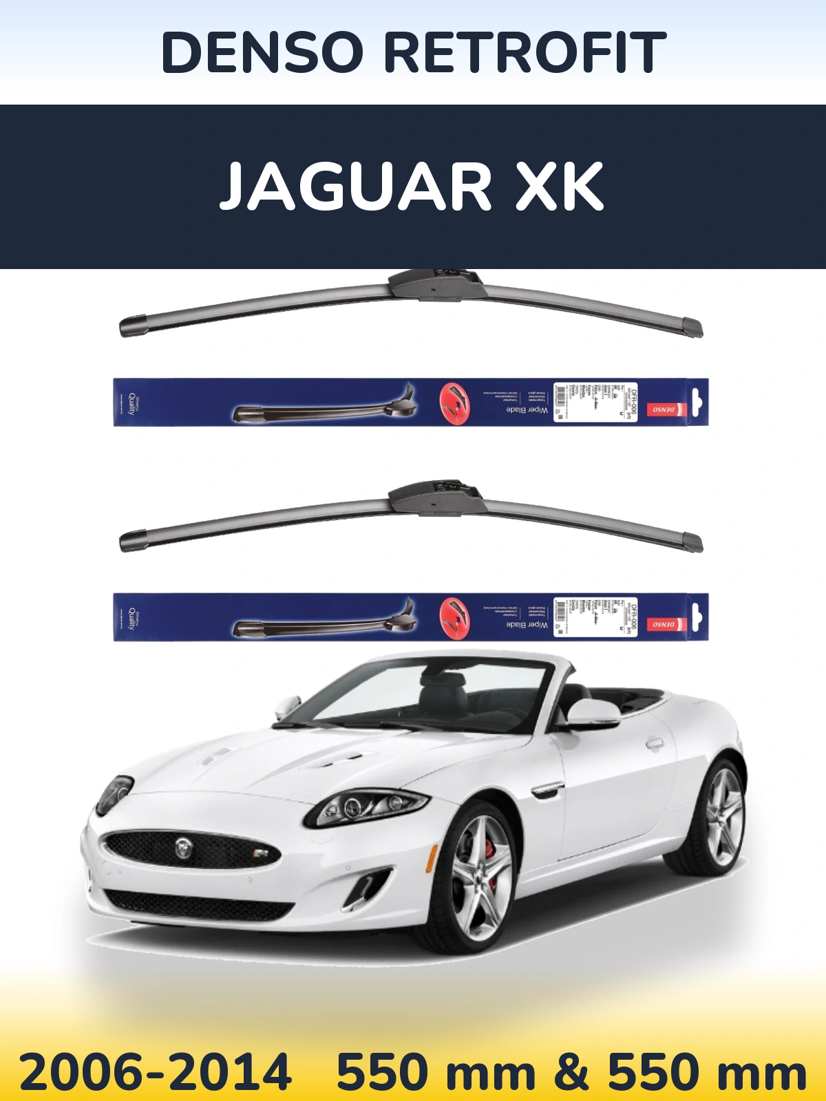 Front wiper blade set Denso Retrofit 550 & 550 mm for Jaguar XK 2006-2014