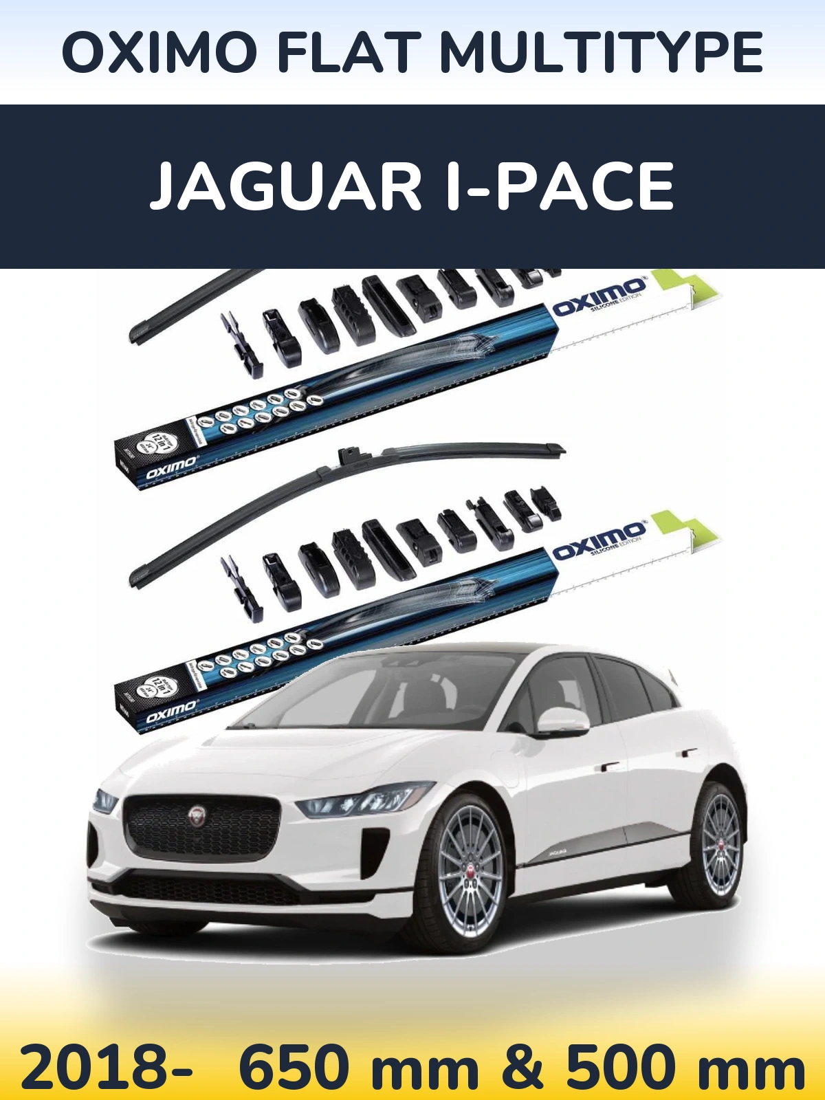 Komplet przednich wycieraczek Oximo Flat MultiType 650 & 500 mm do Jaguar I-Pace 2018-2026