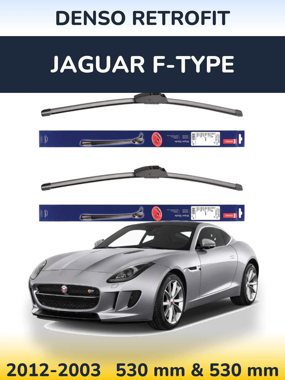 Komplet przednich wycieraczek Denso Retrofit 530 & 530 mm do Jaguar F-Type 2012-2003