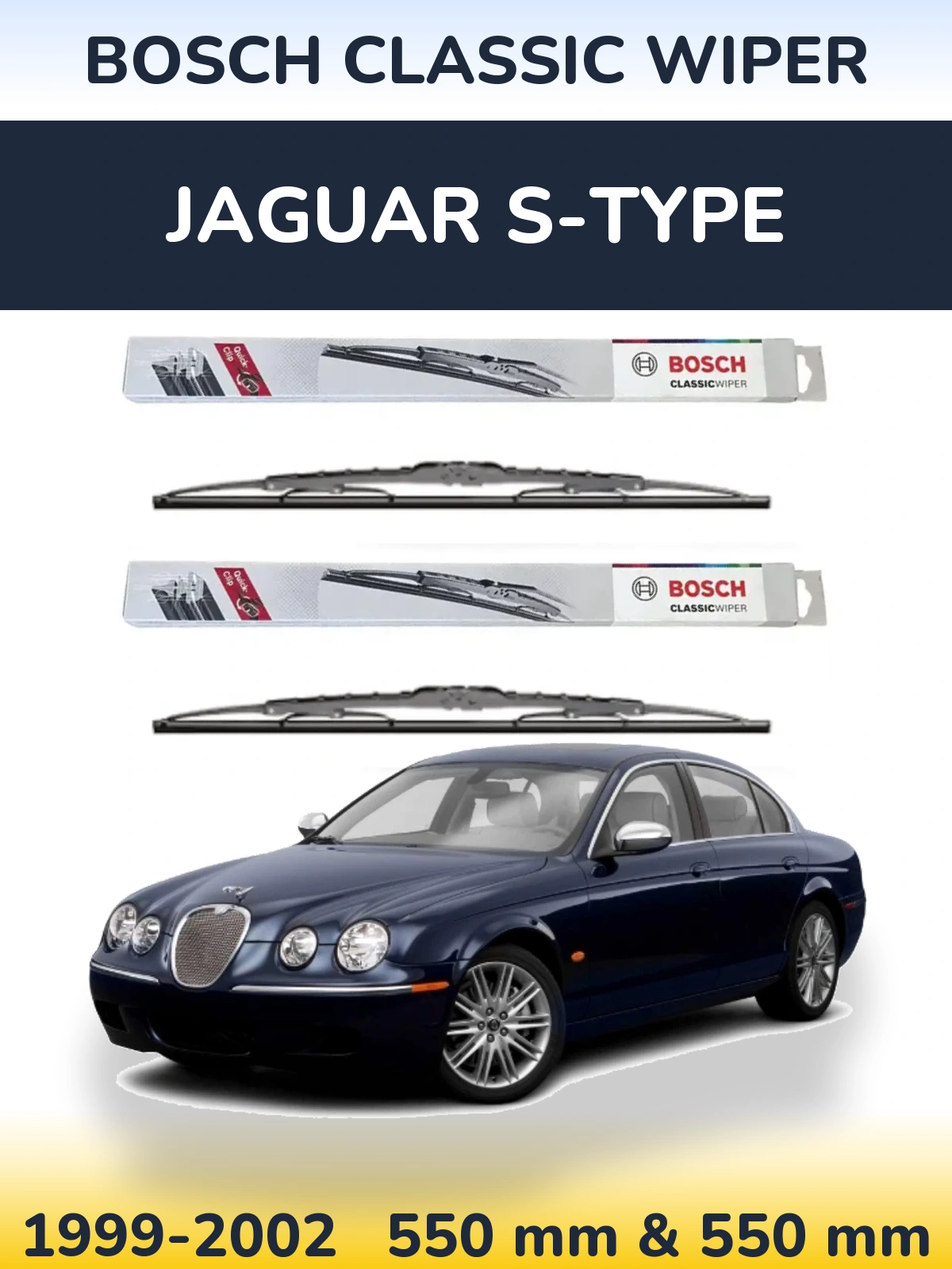 Komplet przednich wycieraczek BOSCH Classic Wiper 550 & 550 mm do Jaguar S-Type 1999-2002