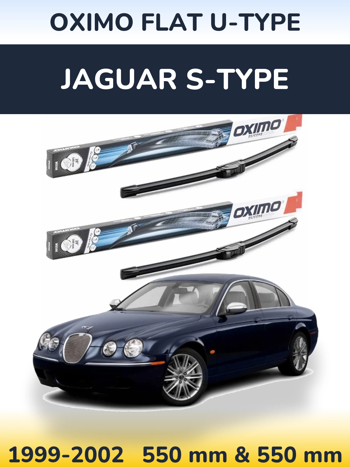 Комплект передних дворников Oximo Flat U-type 550 & 550 мм для Jaguar S-Типe 1999-2002