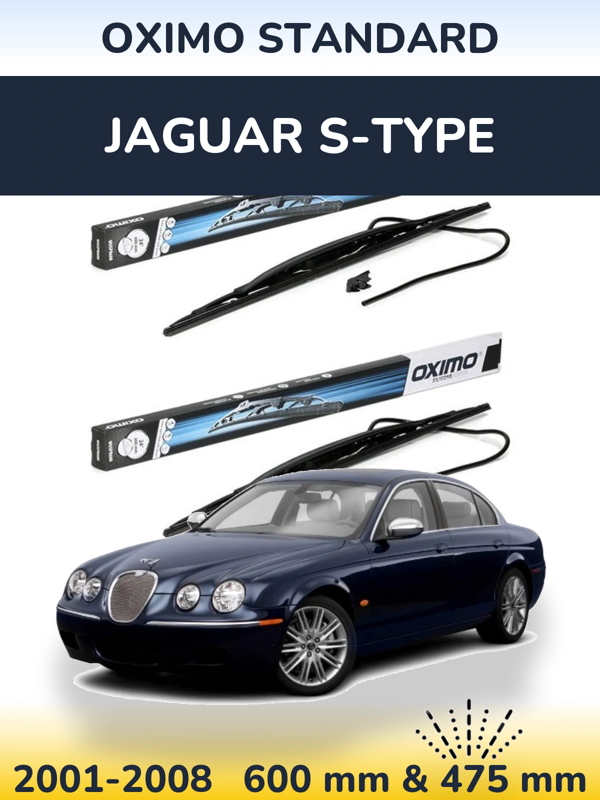 Комплект передних дворников Oximo Standard 600 & 450 мм для Jaguar S-Типe 2001-2008