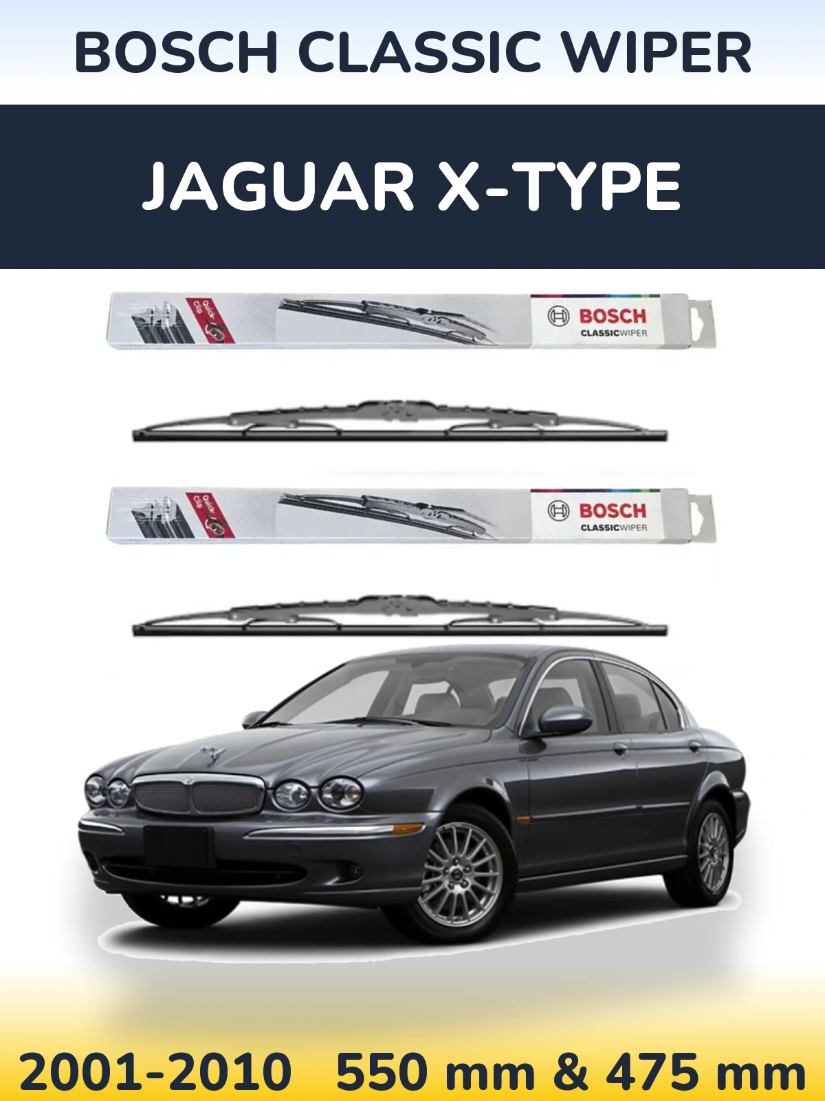 Комплект передних дворников BOSCH Classic Wiper 550 & 475 мм для Jaguar X-Типe 2001-2010