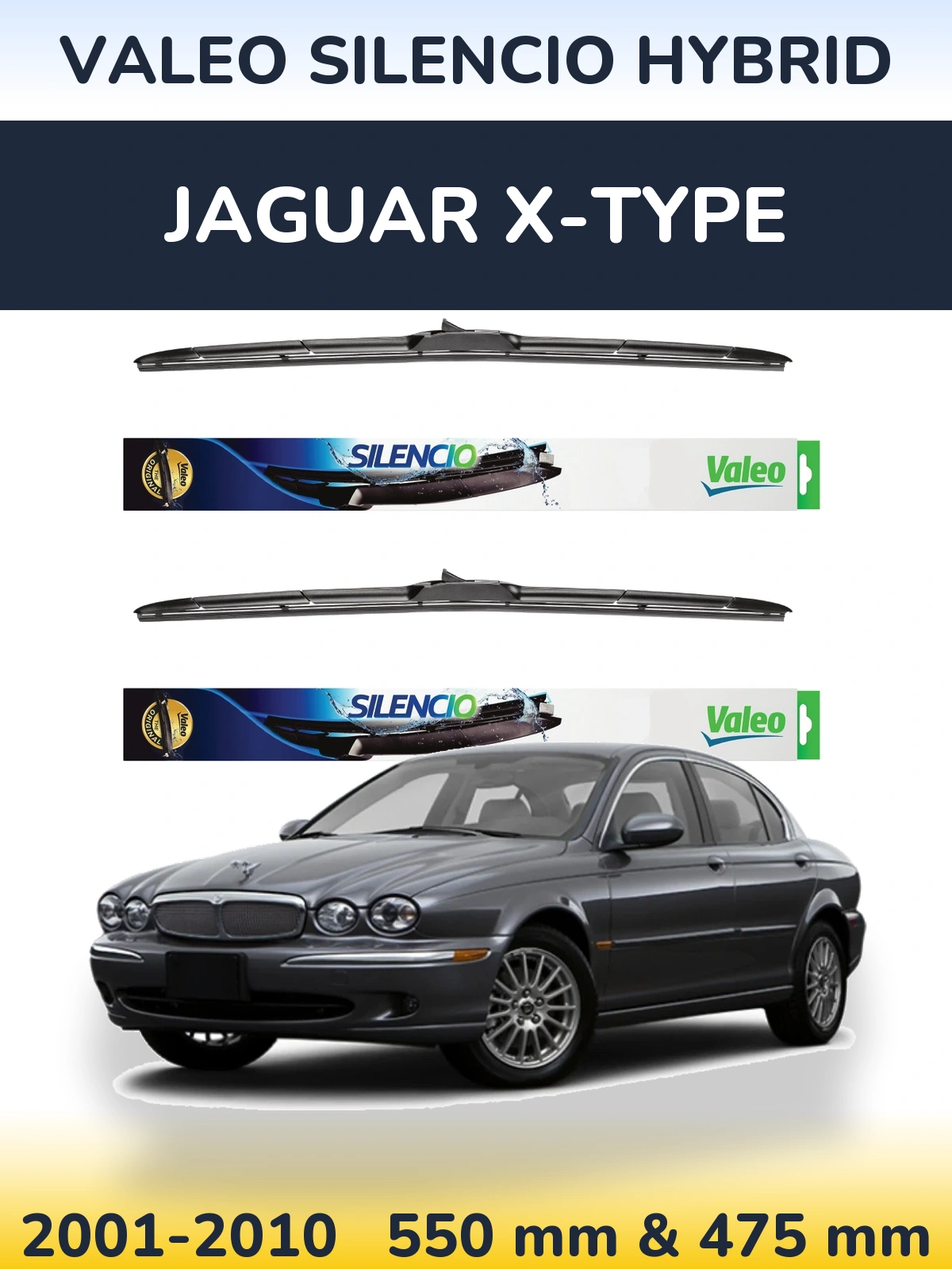 Комплект передних дворников Valeo Silencio Hybrid 550 & 475 мм для Jaguar X-Типe 2001-2010