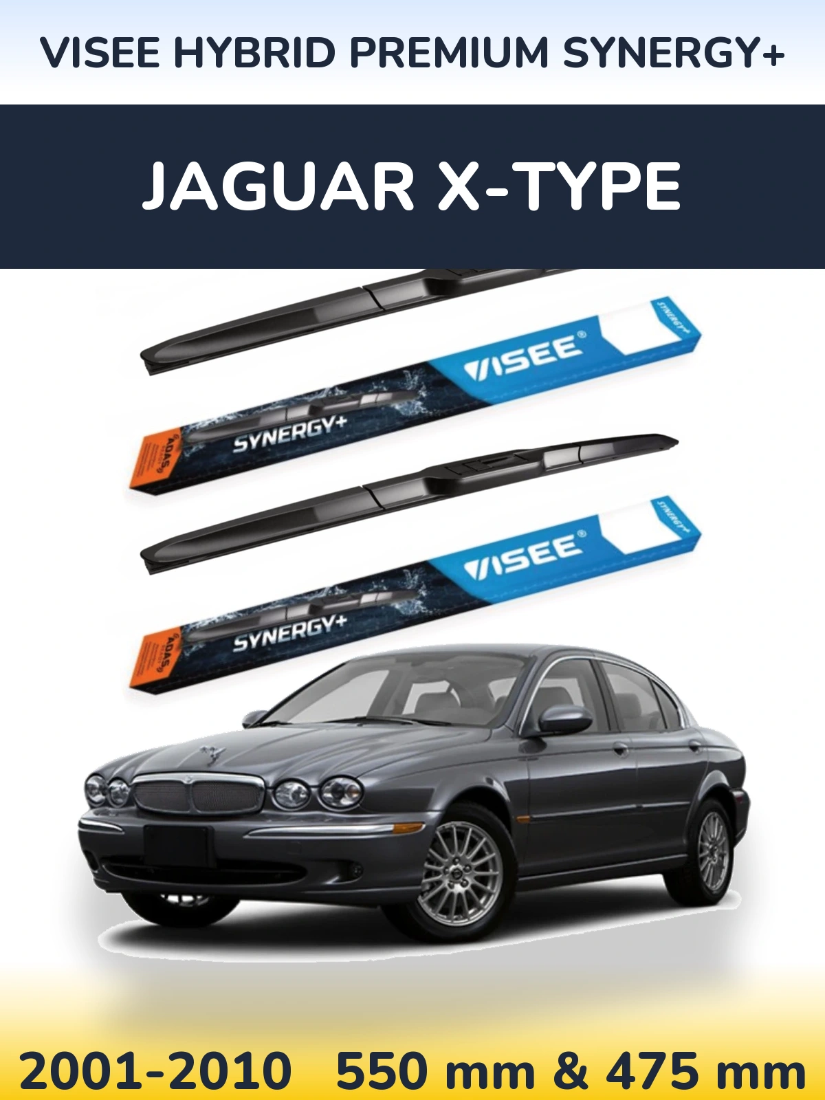Komplet przednich wycieraczek VISEE HYBRID PREMIUM SYNERGY+ 550 & 475 mm do Jaguar X-Type 2001-2010
