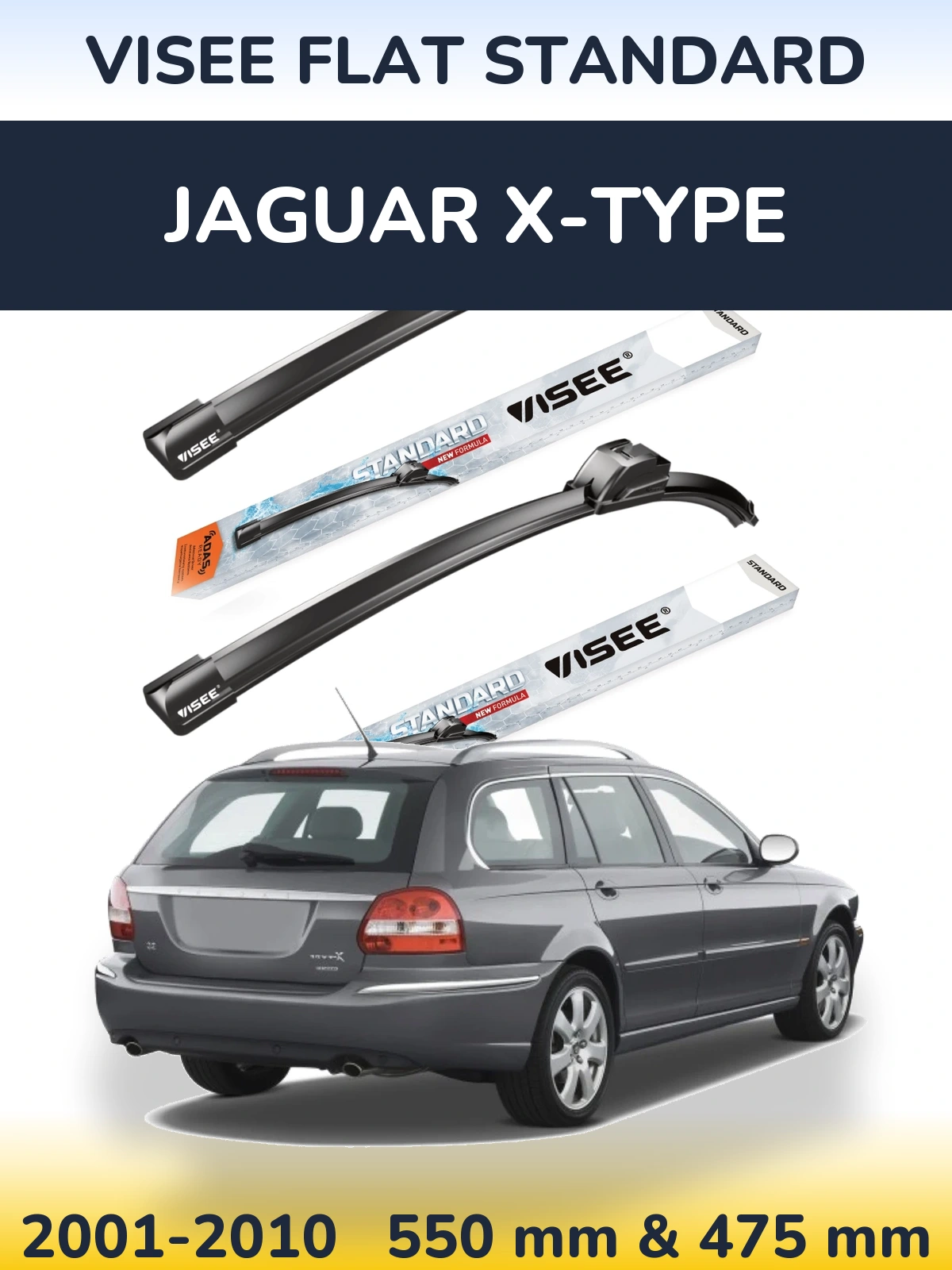 Komplet przednich wycieraczek VISEE FLAT STANDARD 550 & 475 mm do Jaguar X-Type 2001-2010
