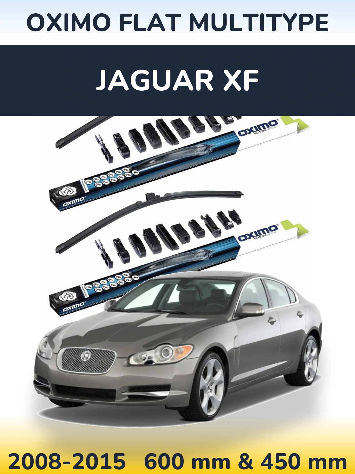 Front wiper blade set Oximo Flat MultiTypee 600 & 450 mm for Jaguar XF 2008-2015