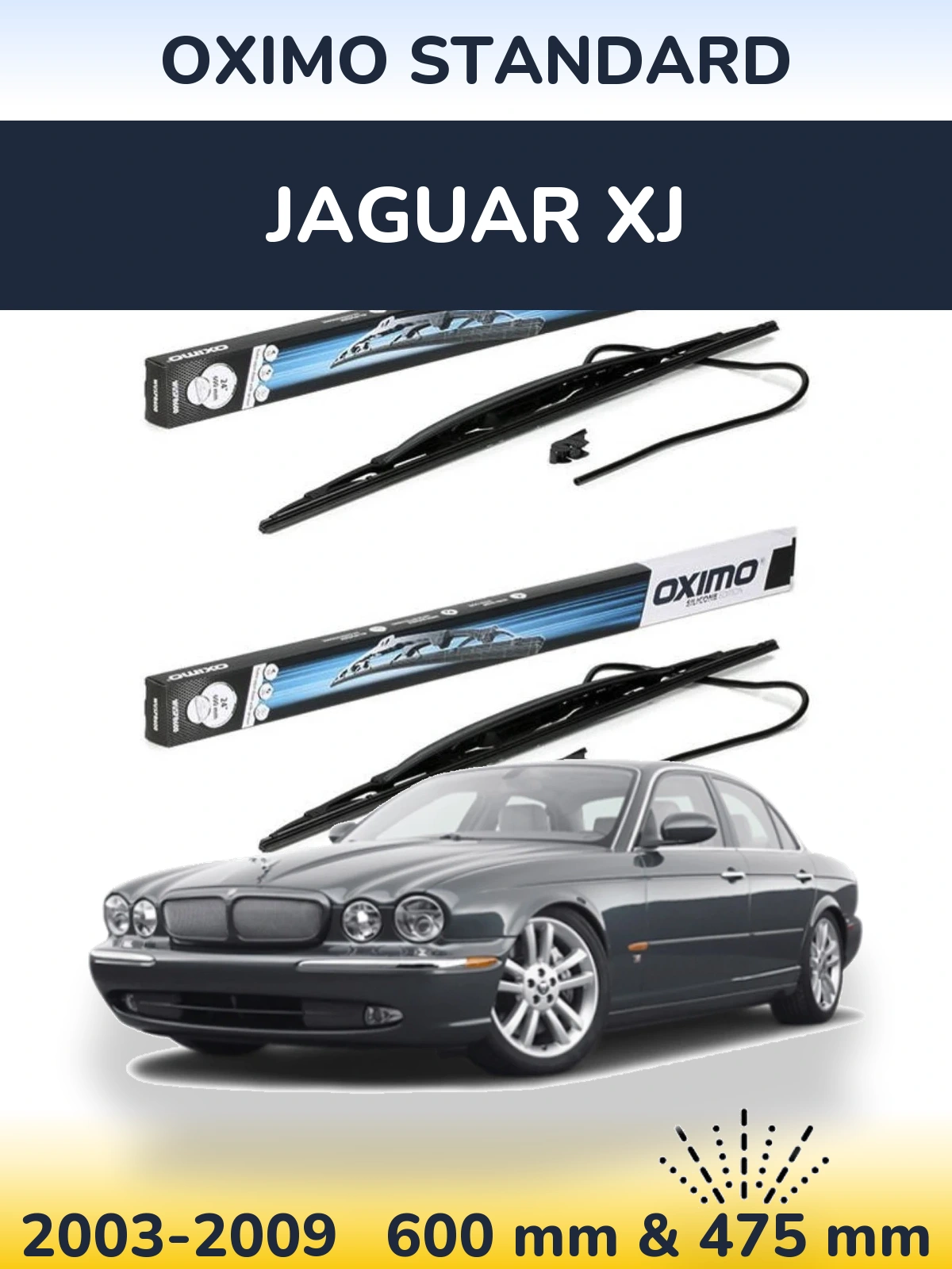 Komplet przednich wycieraczek Oximo Standard 600 & 450 mm do Jaguar XJ 2003-2009
