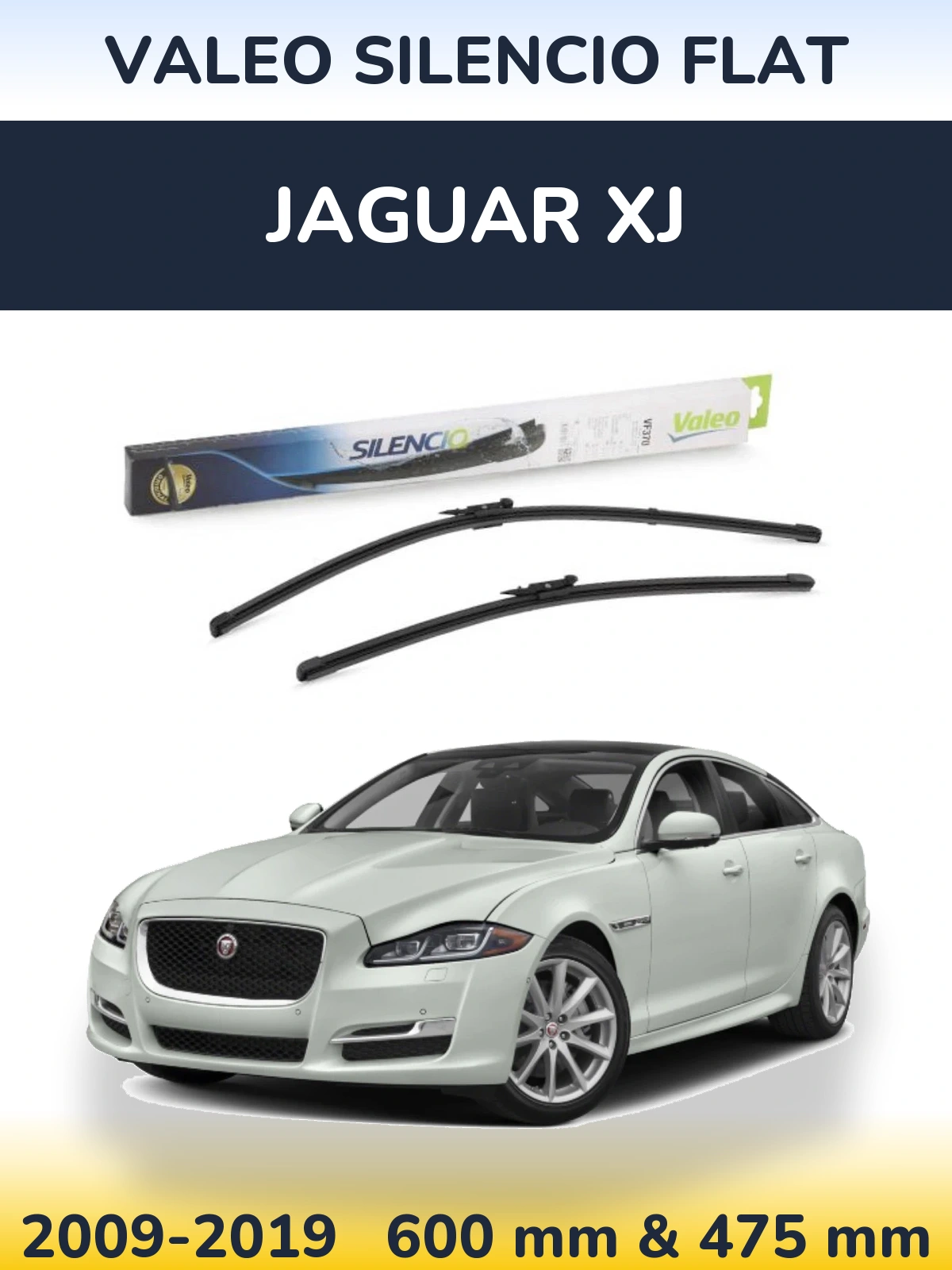 Komplet przednich wycieraczek Valeo Silencio Flat 600 & 475 mm do Jaguar XJ 2009-2019
