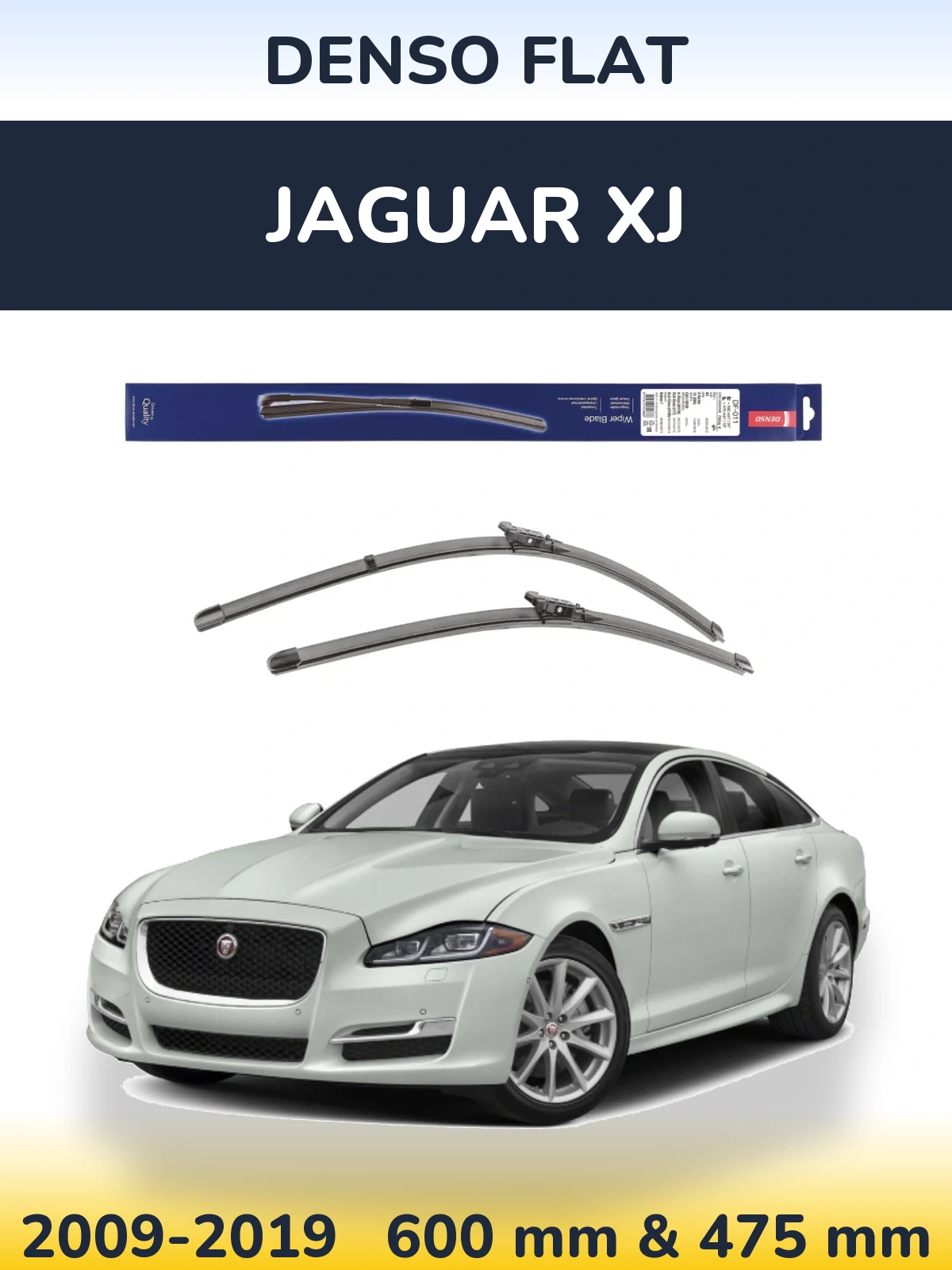 Front wiper blade set Denso Flat 600 & 475 mm for Jaguar XJ 2009-2019