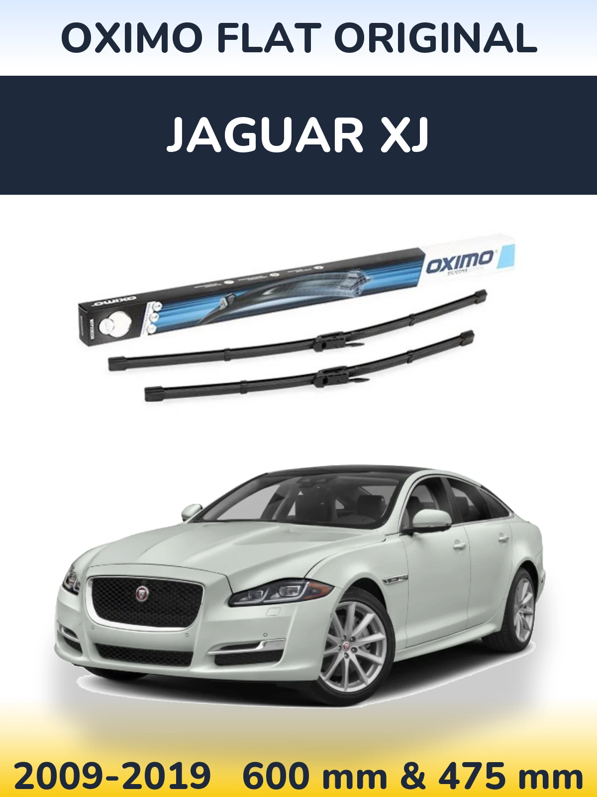 Front wiper blade set Oximo Flat Original 600 & 475 mm for Jaguar XJ 2009-2019