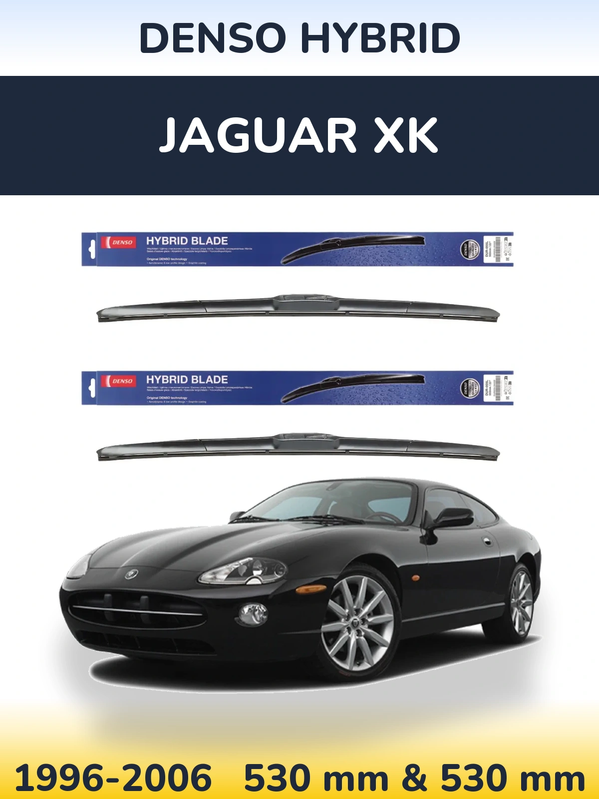 Komplet przednich wycieraczek Denso Hybrid 530 & 530 mm do Jaguar XK 1996-2006