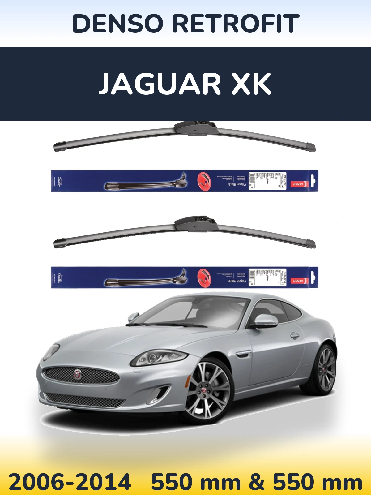 Front wiper blade set Denso Retrofit 550 & 550 mm for Jaguar XK 2006-2014