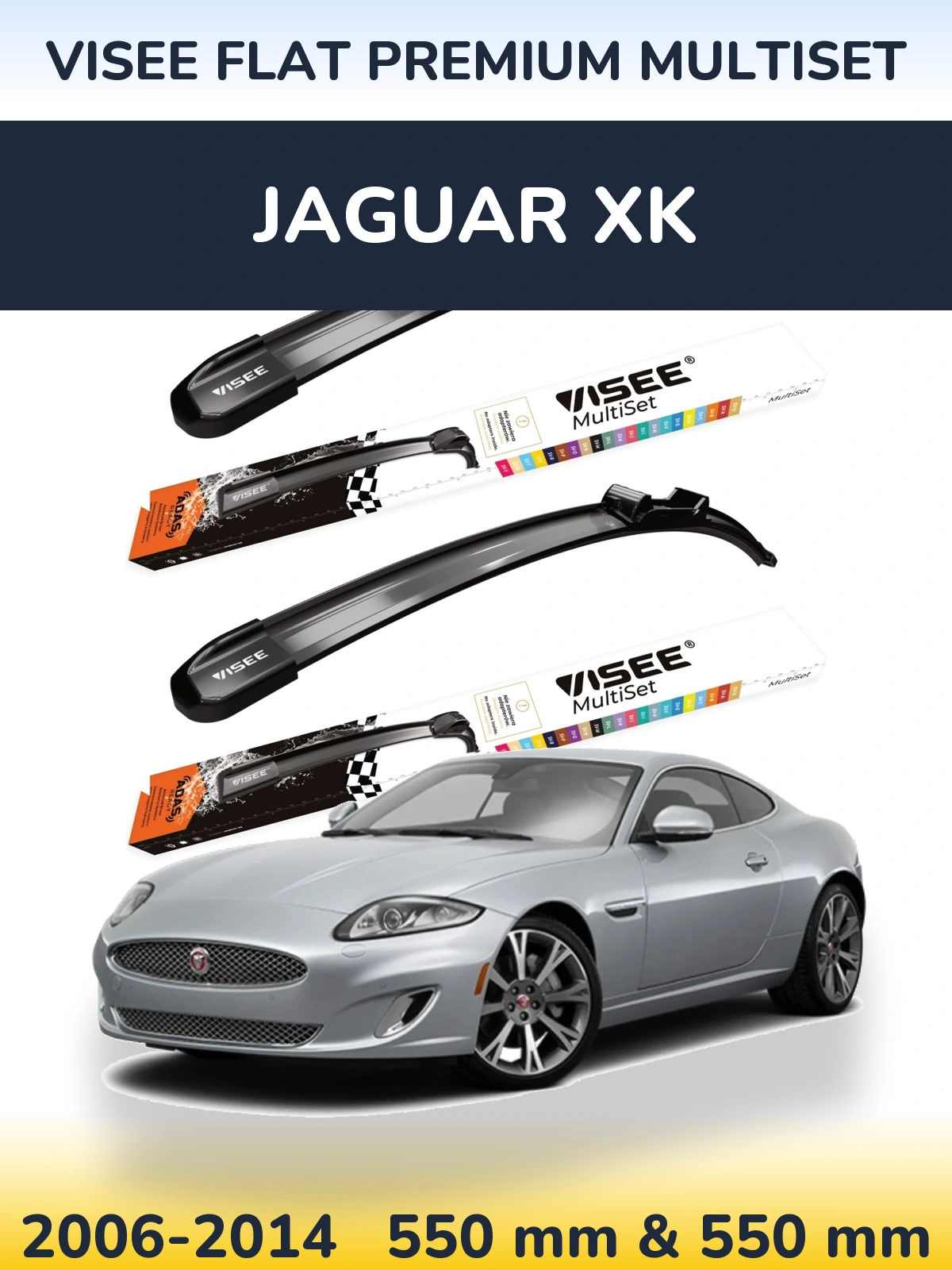Комплект передних дворников VISEE FLAT PREMIUM MultiSet 550 & 550 мм для Jaguar XK 2006-2014