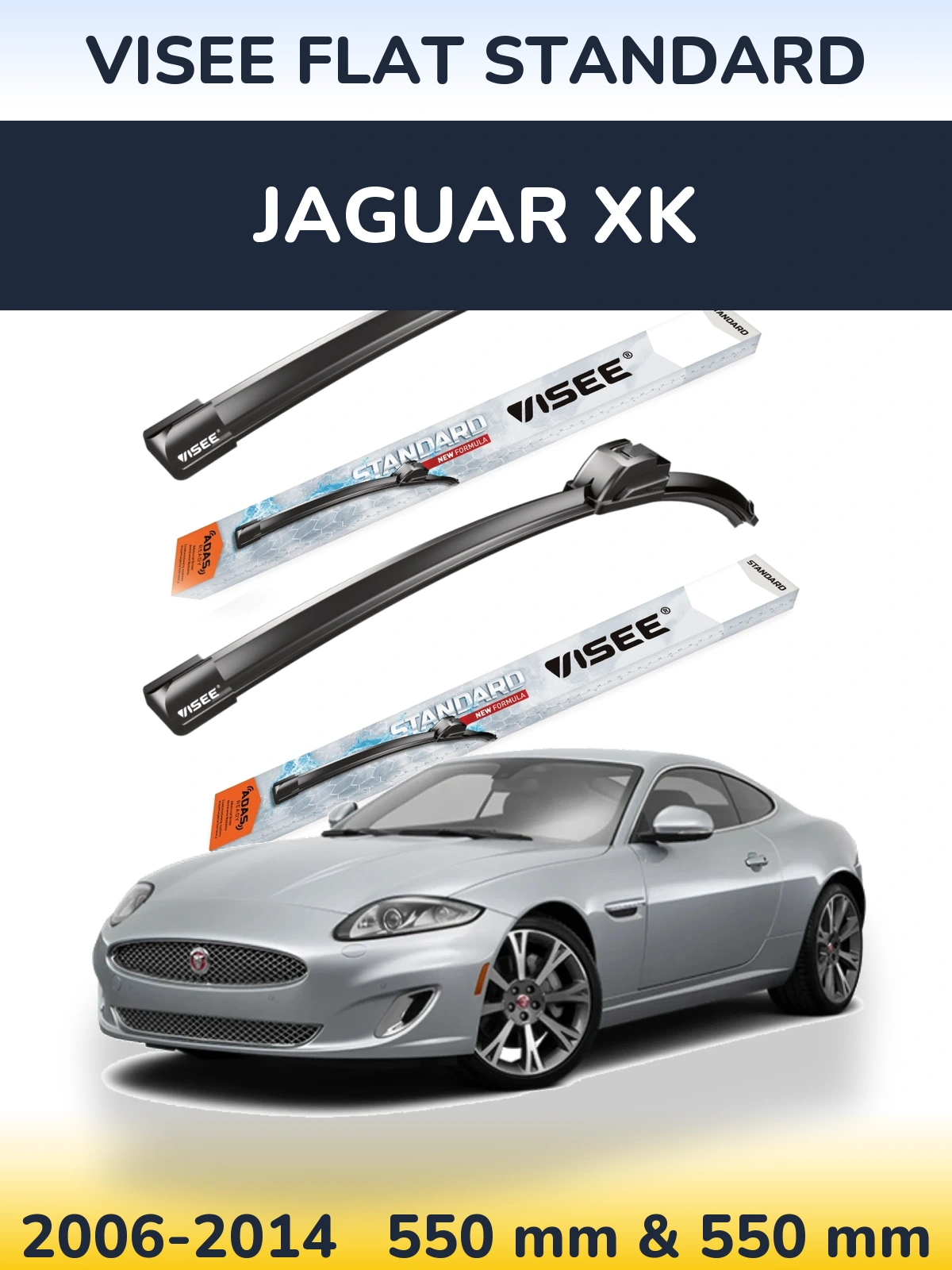 Комплект передних дворников VISEE FLAT STANDARD 550 & 550 мм для Jaguar XK 2006-2014