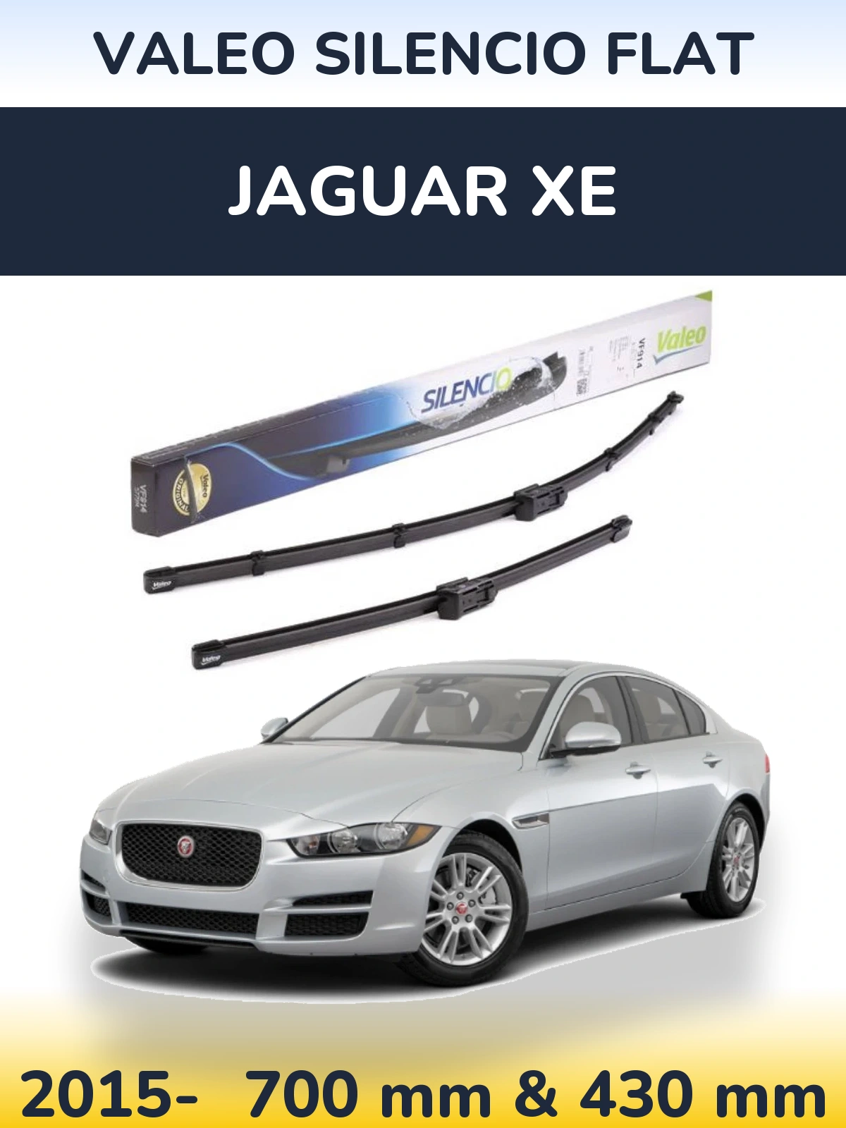 Front wiper blade set Valeo Silencio Flat 680 & 430 mm for Jaguar XE 2015-2026