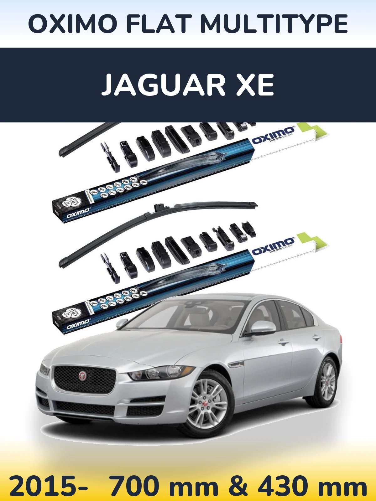 Komplet przednich wycieraczek Oximo Flat MultiType 700 & 430 mm do Jaguar XE 2015-2026
