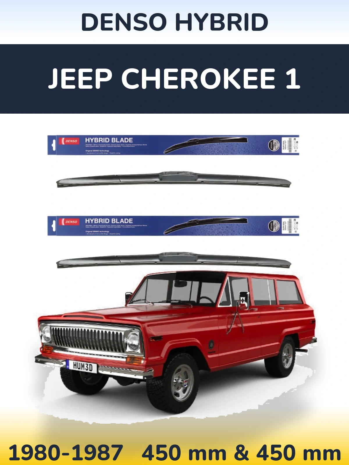 Komplet przednich wycieraczek Denso Hybrid 450 & 450 mm do Jeep Cherokee 1 1980-1987