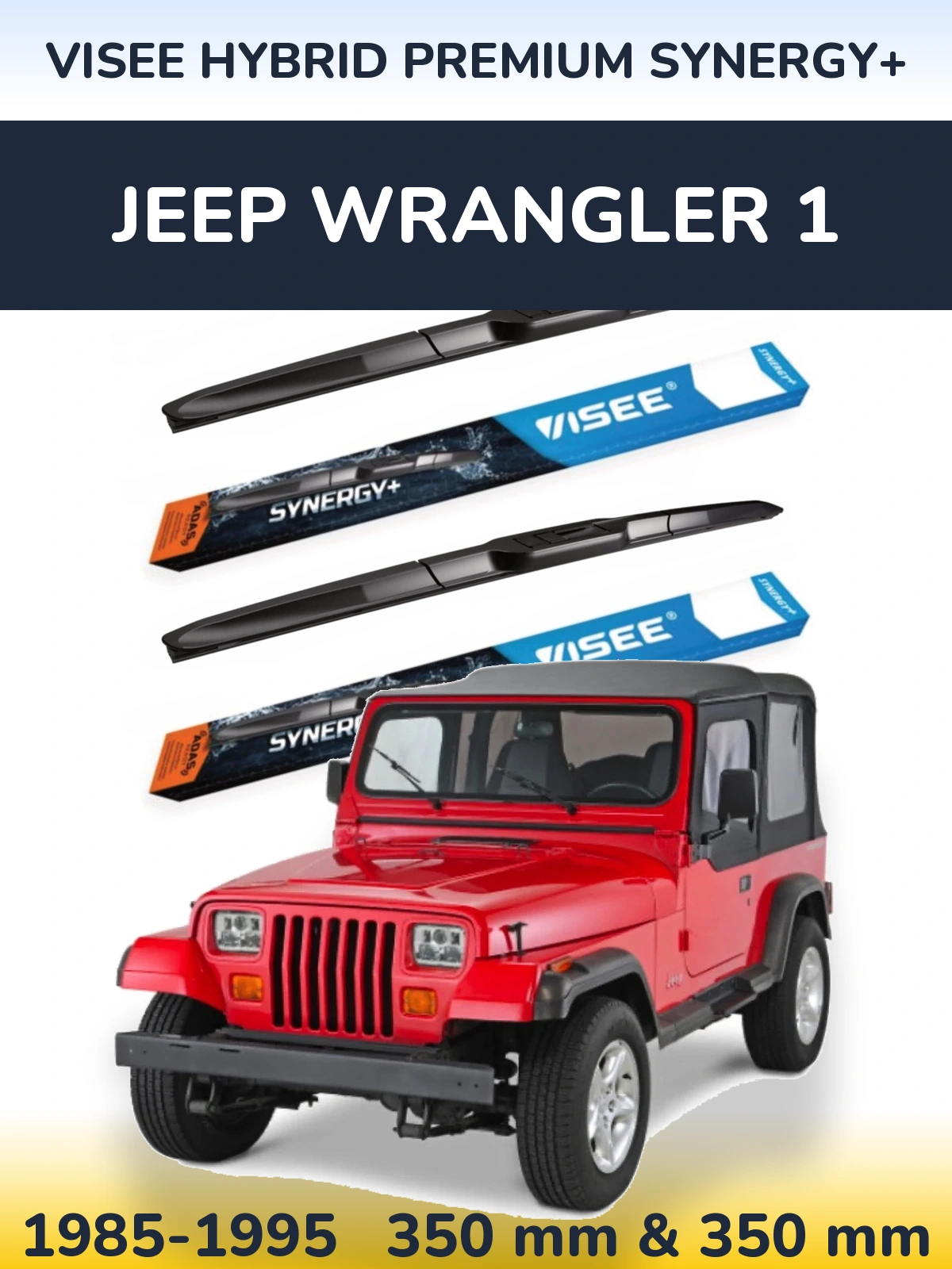 Комплект передних дворников VISEE HYBRID PREMIUM SYNERGY+ 350 & 350 мм для Jeep Wrangler 1 1985-1995