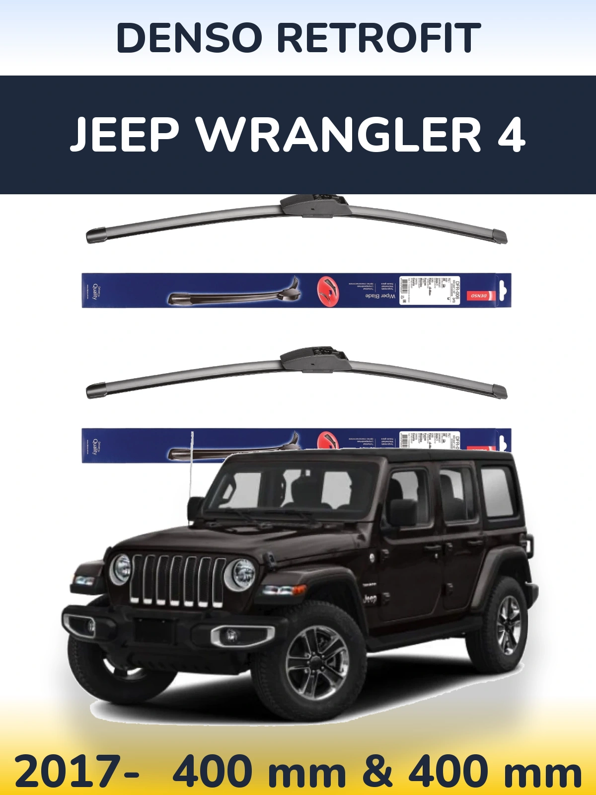 Комплект передних дворников Denso Retrofit 400 & 400 мм для Jeep Wrangler 4 2017-2026