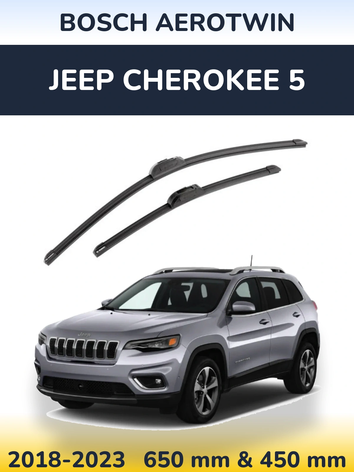 Komplet przednich wycieraczek BOSCH AeroTwin 650 & 450 mm do Jeep Cherokee 5 2018-2023