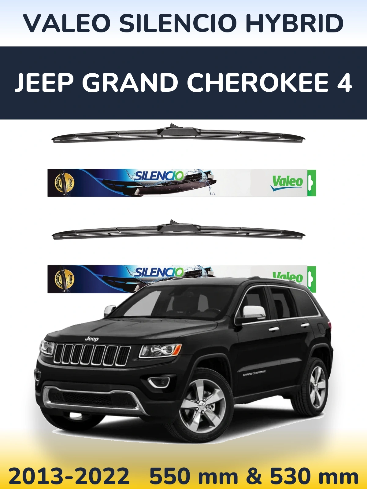 Komplet przednich wycieraczek Valeo Silencio Hybrid 550 & 530 mm do Jeep Grand Cherokee 4 2013-2022