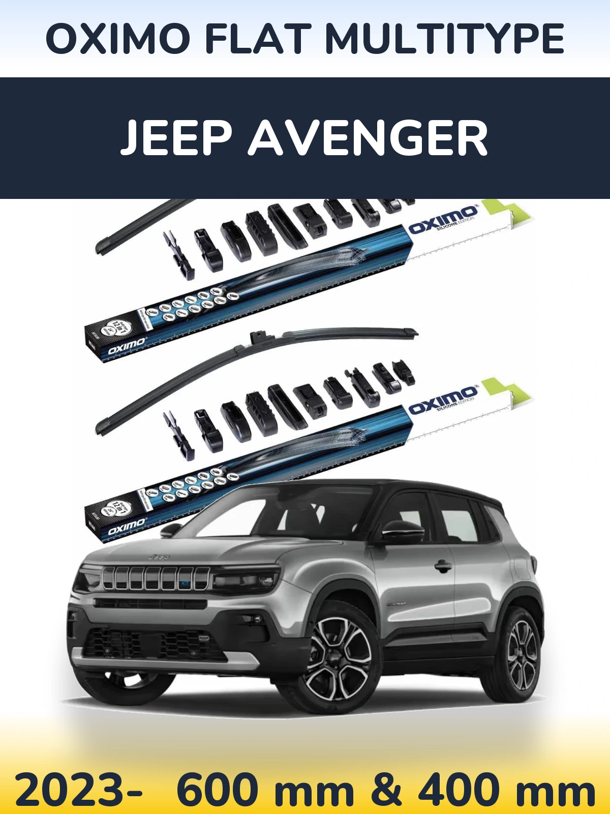 Front wiper blade set Oximo Flat MultiTypee 600 & 400 mm for Jeep Avenger 2023-2026
