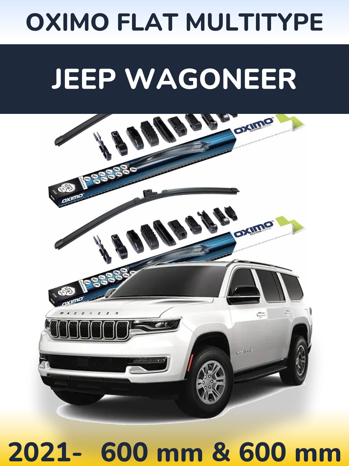 Комплект передних дворников Oximo Flat MultiТипe 600 & 600 мм для Jeep Wagoneer 2021-2026