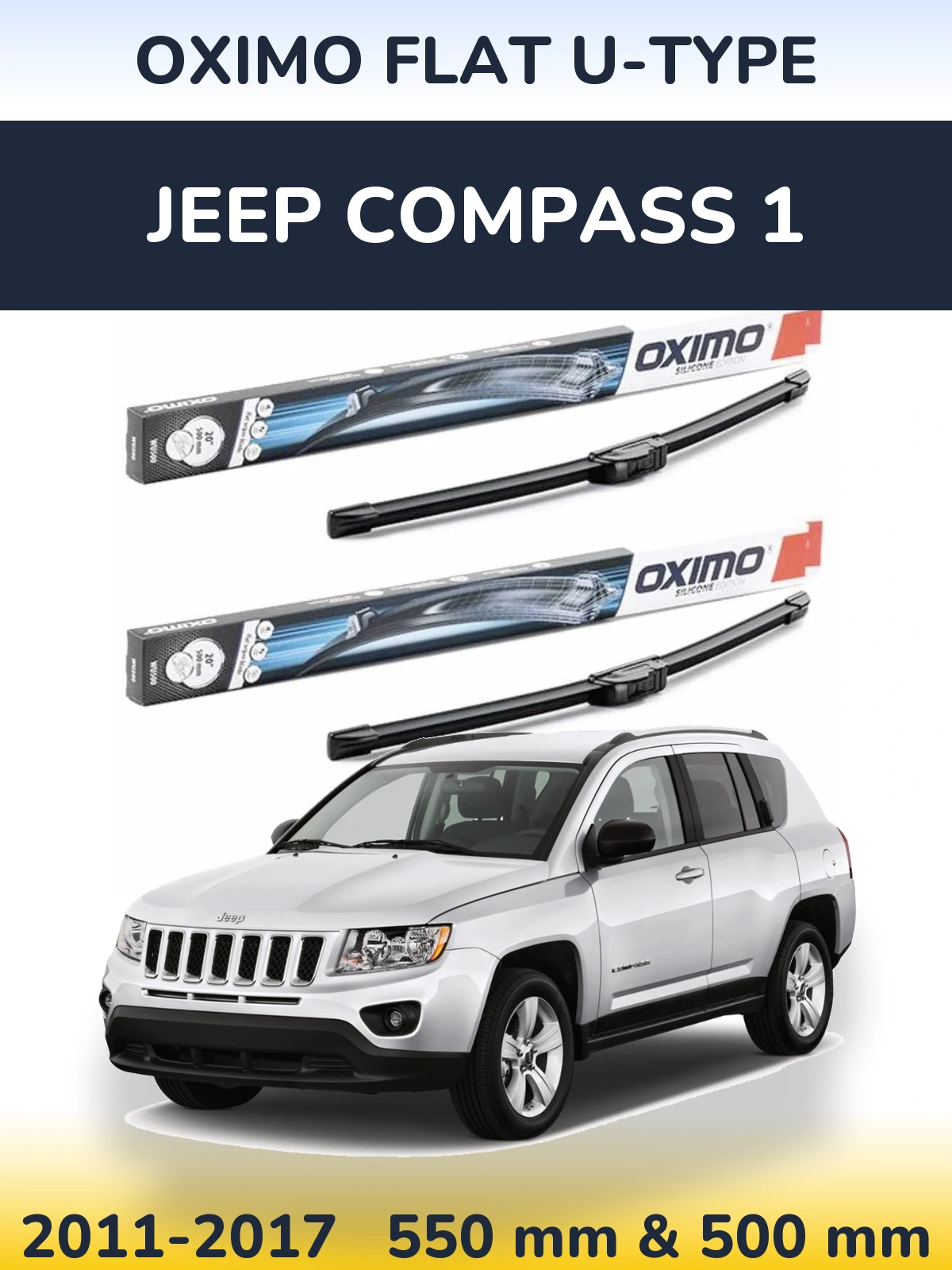 Komplet przednich wycieraczek Oximo Flat U-type 550 & 500 mm do Jeep Compass 1 2011-2017