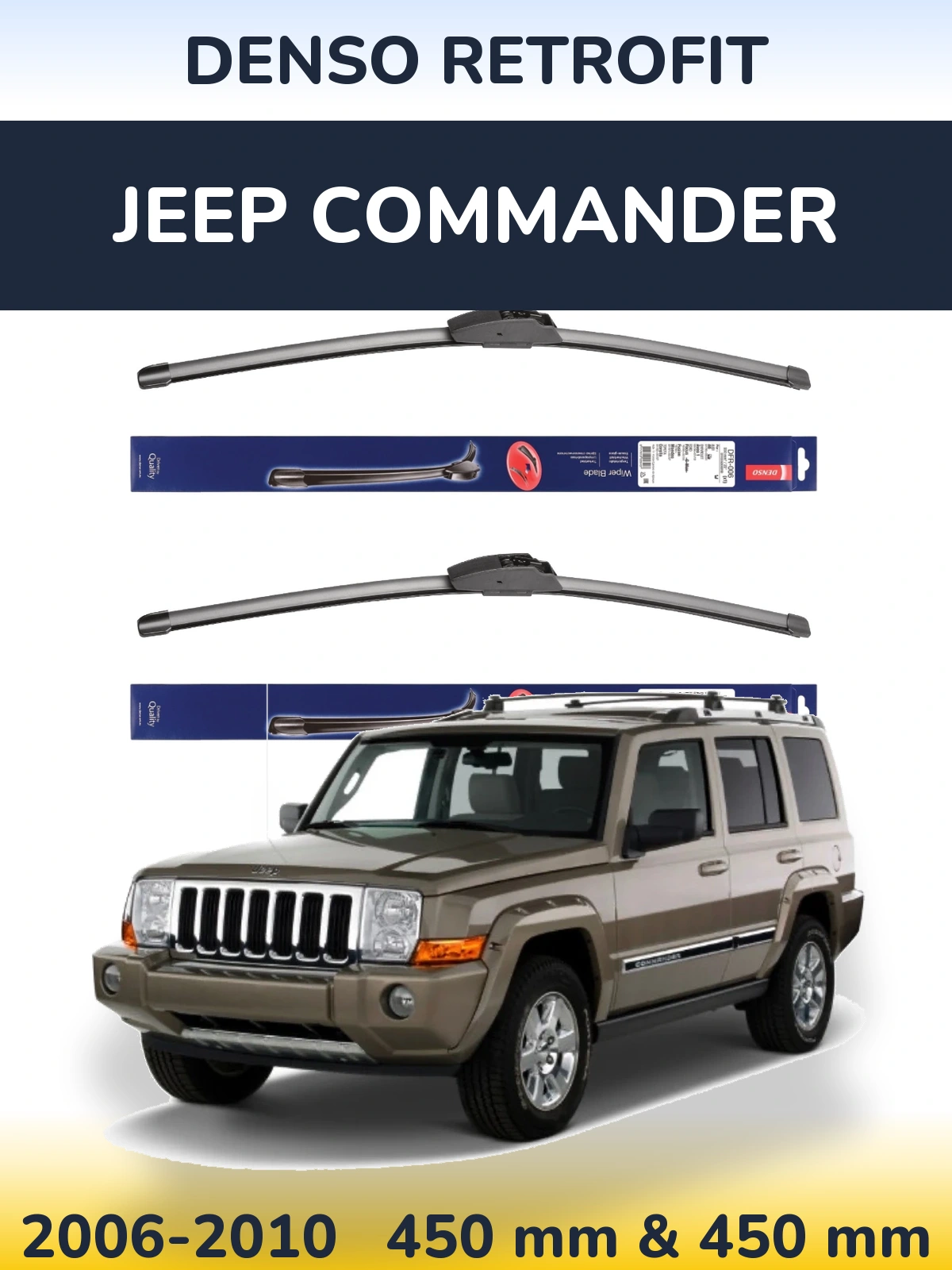 Komplet przednich wycieraczek Denso Retrofit 450 & 450 mm do Jeep Commander 2006-2010