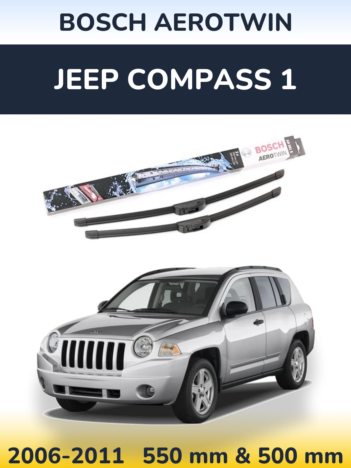 Komplet przednich wycieraczek BOSCH AeroTwin 550 & 500 mm do Jeep Compass 1 2006-2011