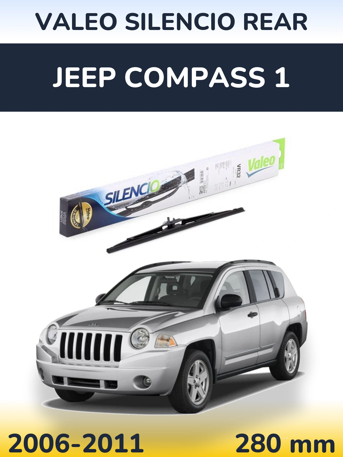 Задний дворник Valeo Silencio Rear 280 мм для Jeep Compass 1 2006-2011