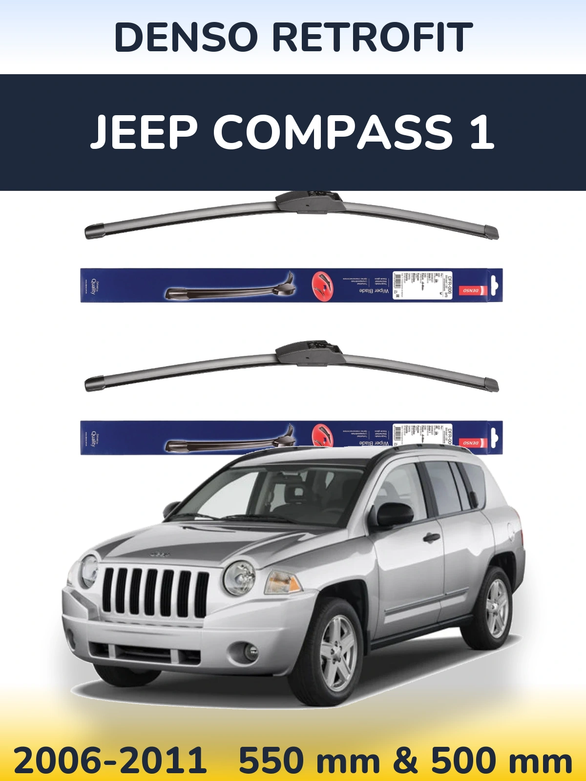 Комплект передніх щіток Denso Retrofit 550 & 500 мм для Jeep Compass 1 2006-2011