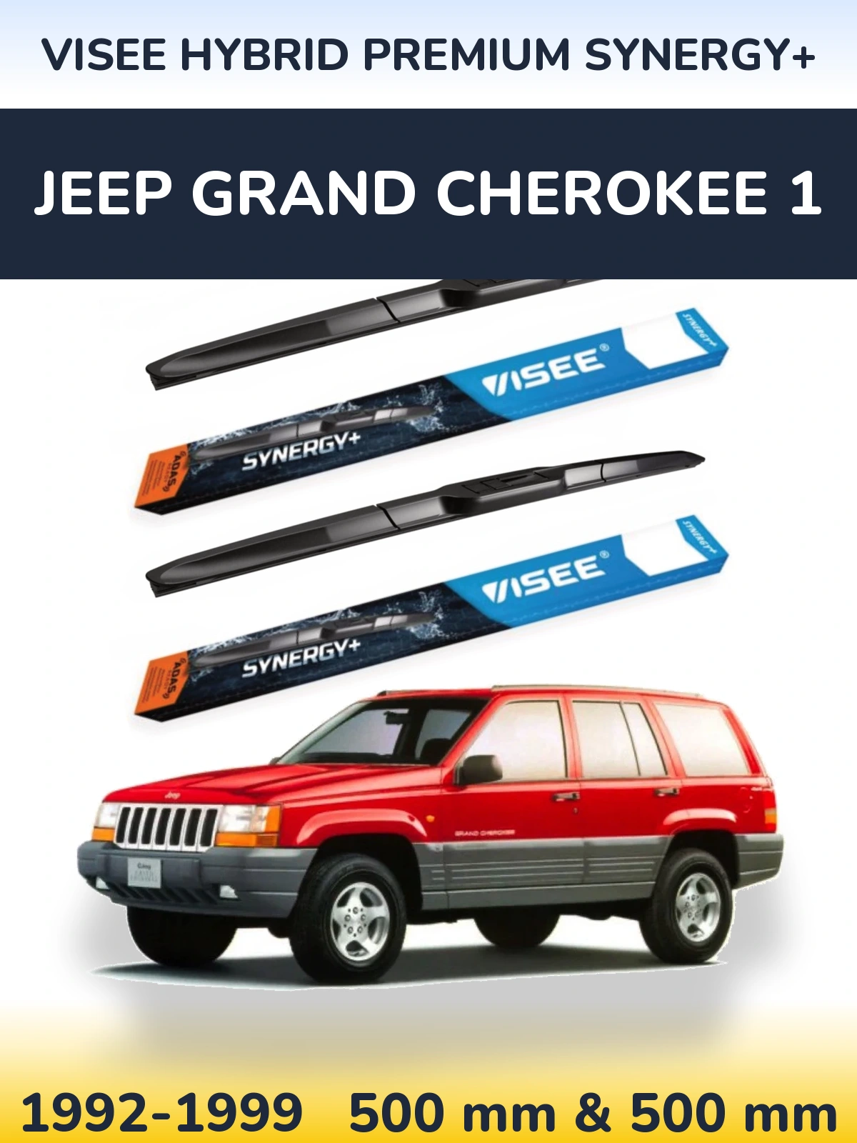 Komplet przednich wycieraczek VISEE HYBRID PREMIUM SYNERGY+ 500 & 500 mm do Jeep Grand Cherokee 1 1992-1999