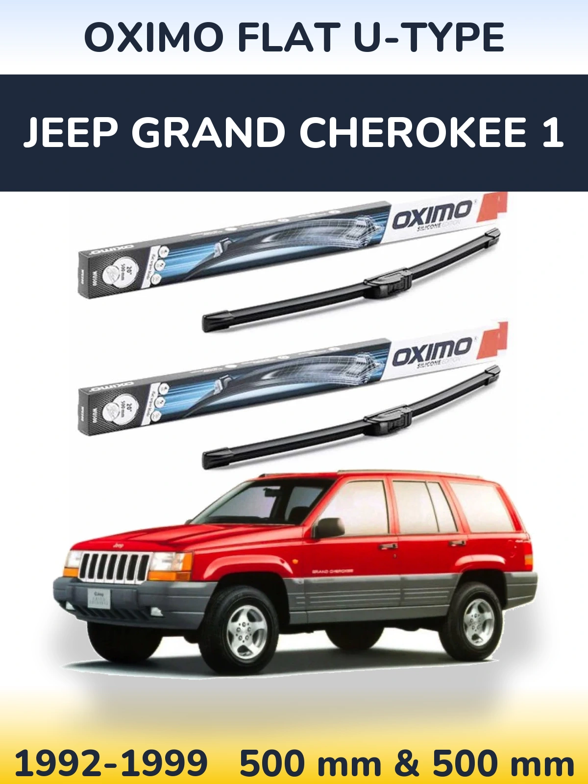 Комплект передних дворников Oximo Flat U-type 500 & 500 мм для Jeep Grand Cherokee 1 1992-1999