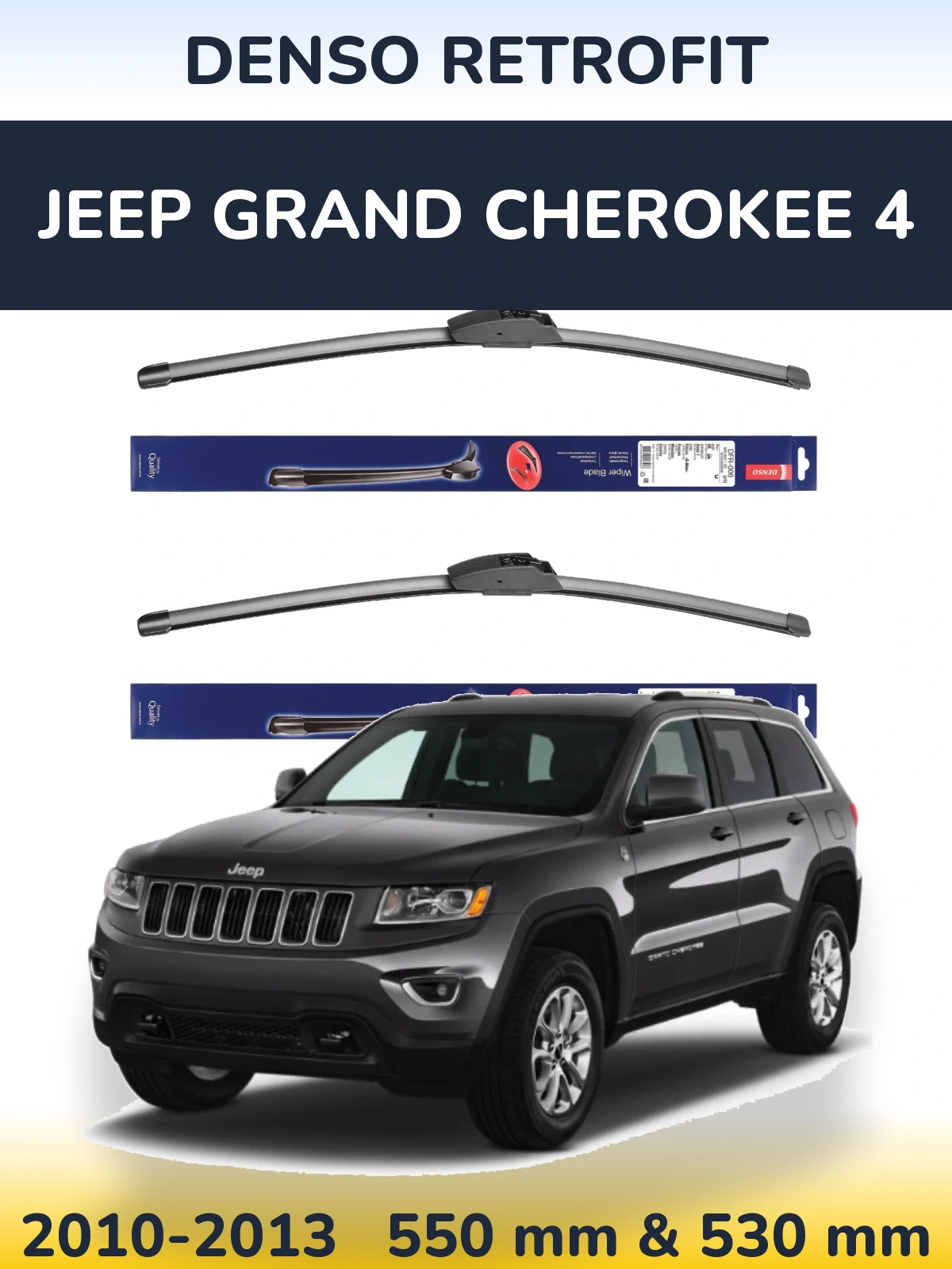Front wiper blade set Denso Retrofit 550 & 530 mm for Jeep Grand Cherokee 4 2010-2013