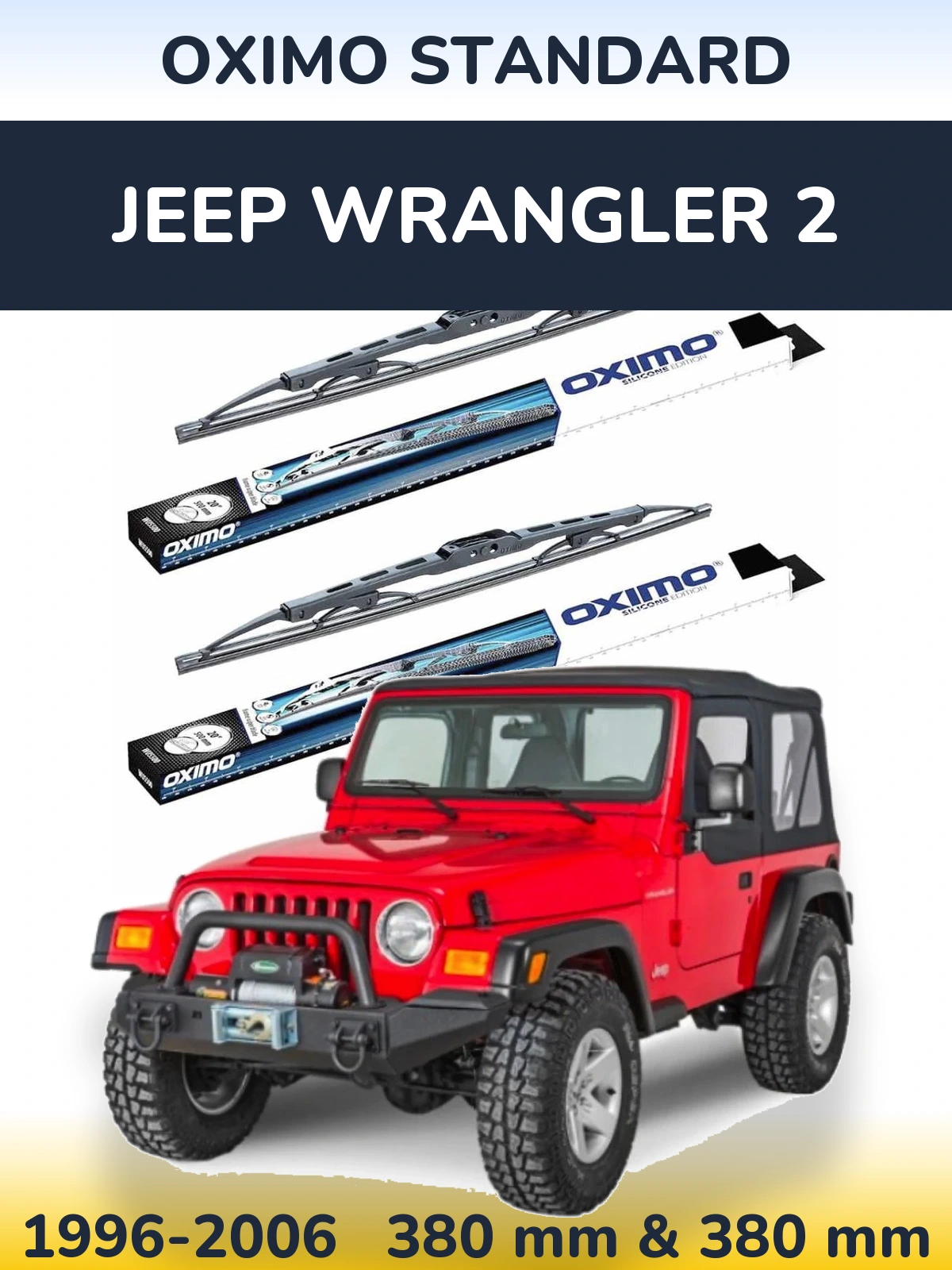 Komplet przednich wycieraczek Oximo Standard 375 & 375 mm do Jeep Wrangler 2 1996-2006