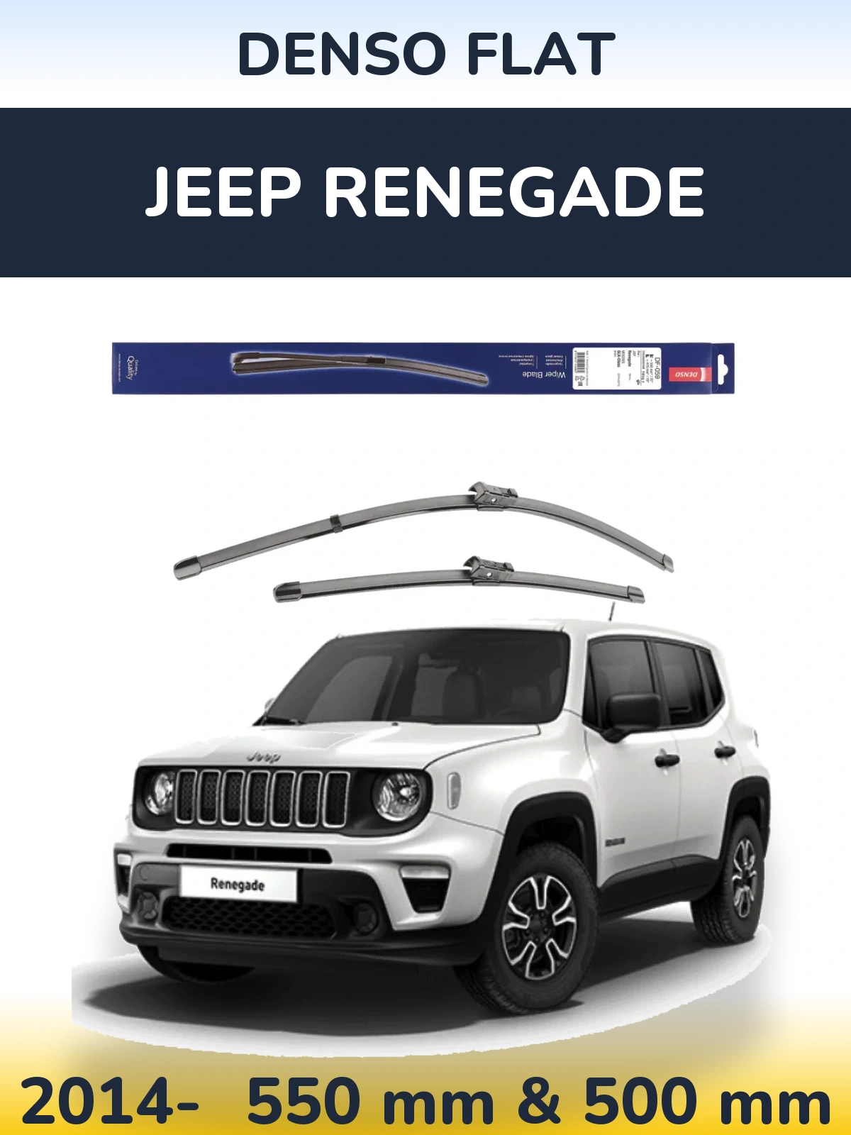 Комплект передних дворников Denso Flat 550 & 475 мм для Jeep Renegade 2014-2026