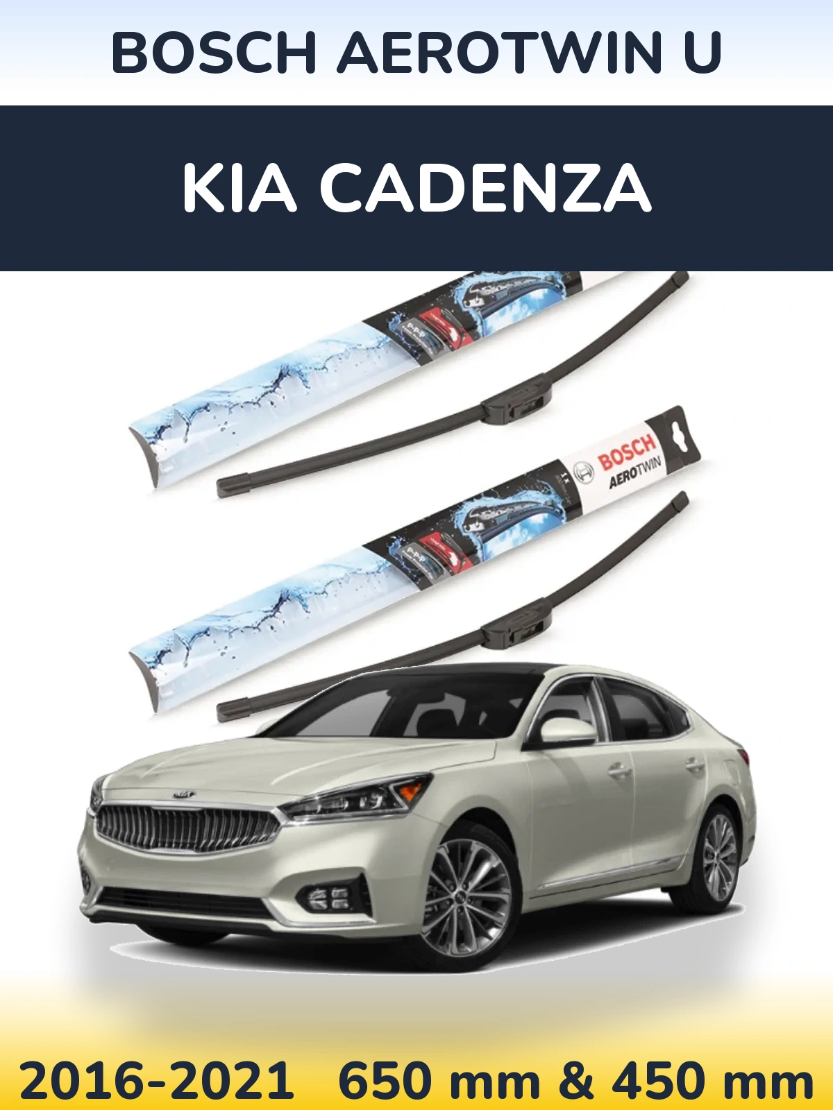 Komplet przednich wycieraczek BOSCH AeroTwin U 650 & 450 mm do KIA Cadenza 2016-2021