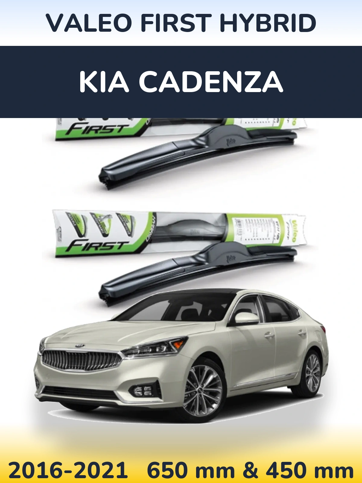 Komplet przednich wycieraczek Valeo First Hybrid 650 & 450 mm do KIA Cadenza 2016-2021