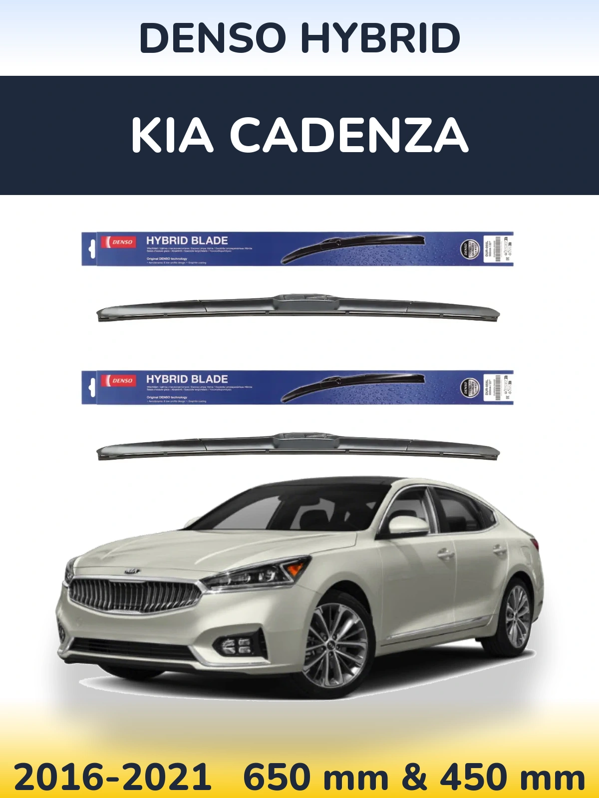 Komplet przednich wycieraczek Denso Hybrid 650 & 450 mm do KIA Cadenza 2016-2021