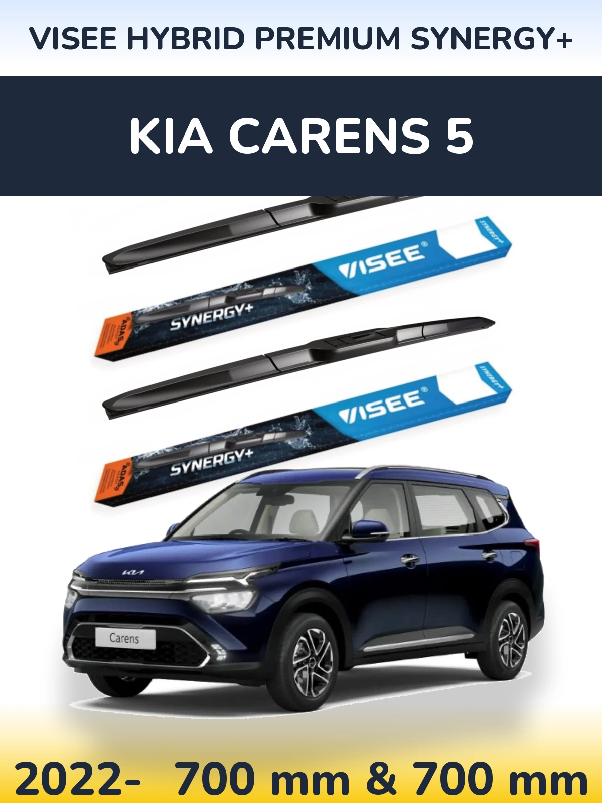 Front wiper blade set VISEE HYBRID PREMIUM SYNERGY+ 700 & 700 mm for KIA Carens 5 2022-2026