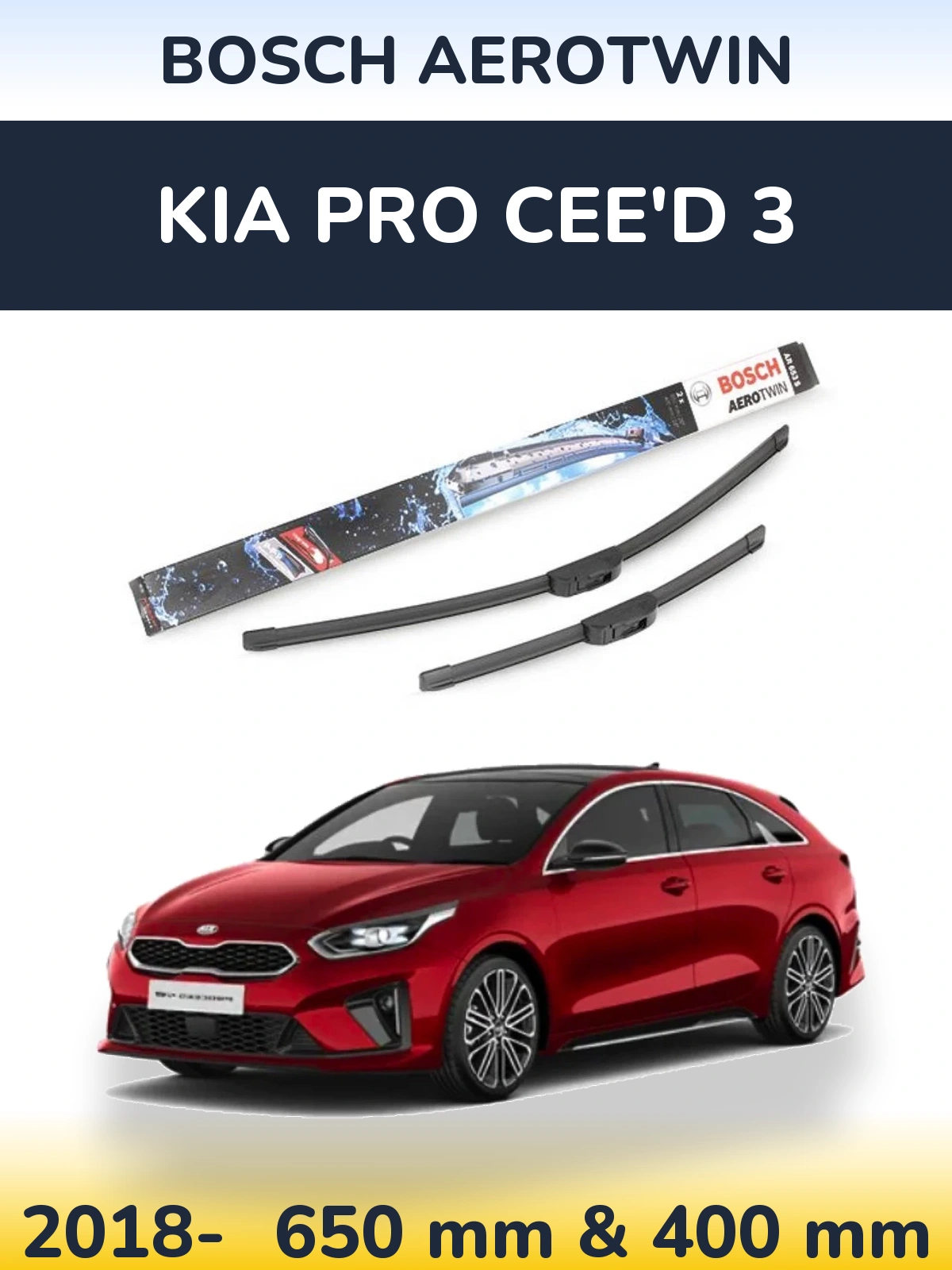 Komplet przednich wycieraczek BOSCH AeroTwin 650 & 400 mm do KIA Pro Cee'd 3 2018-2026