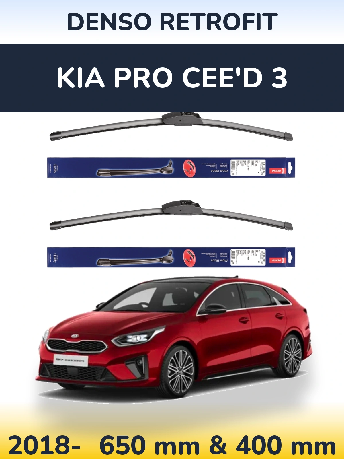 Komplet przednich wycieraczek Denso Retrofit 650 & 400 mm do KIA Pro Cee'd 3 2018-2026