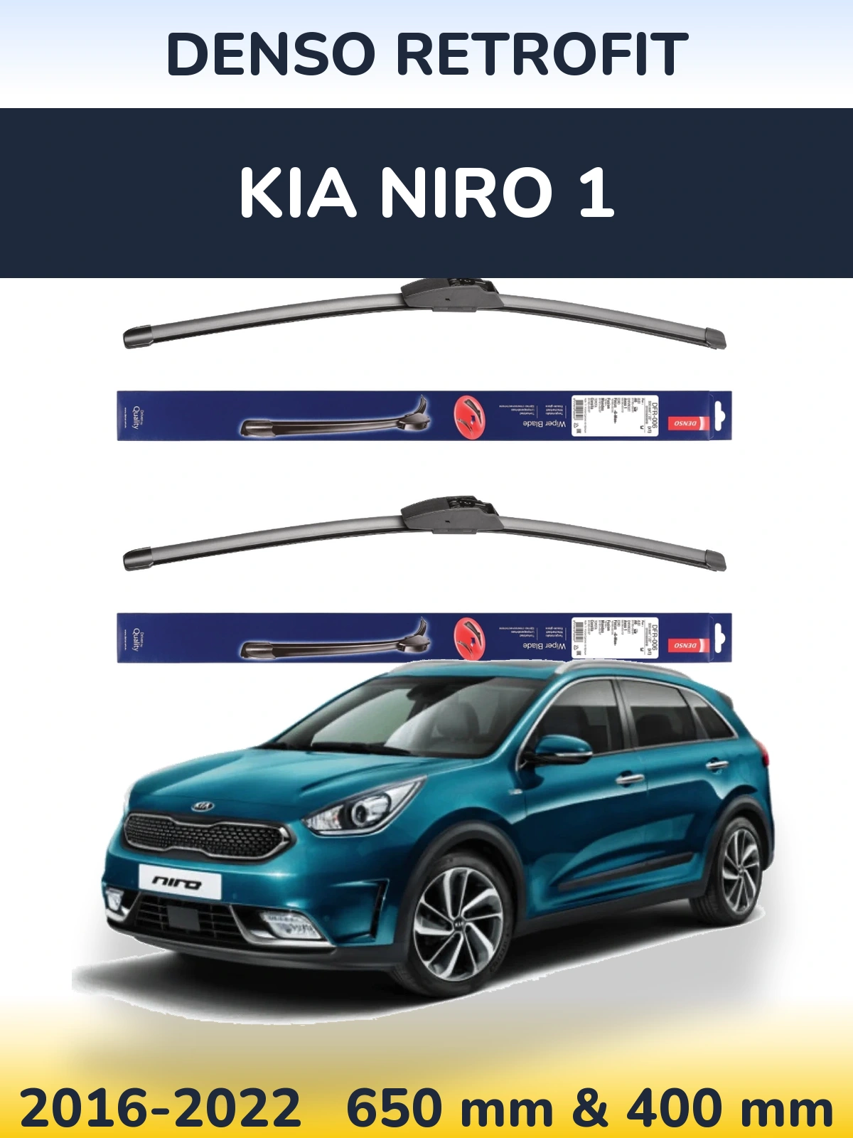 Комплект передних дворников Denso Retrofit 650 & 400 мм для KIA Niro 1 2016-2022