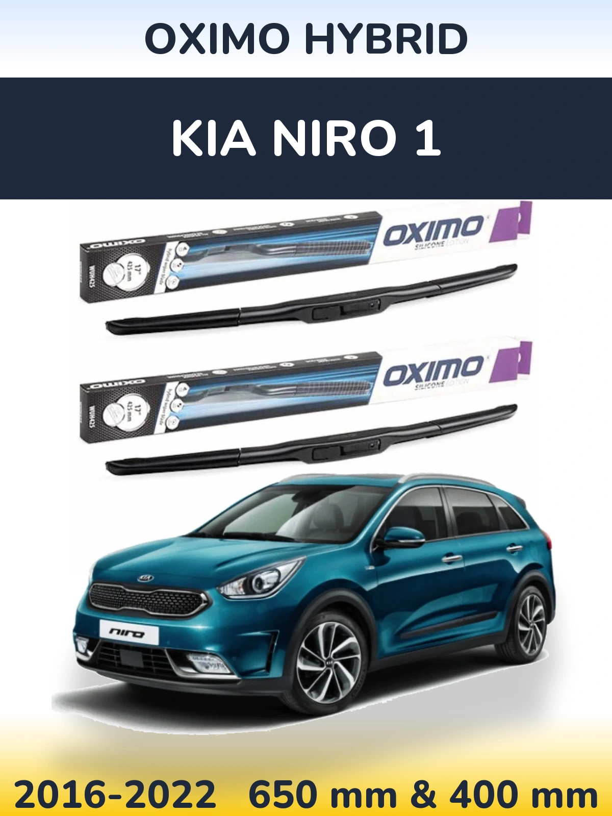 Комплект передних дворников Oximo Hybrid 650 & 400 мм для KIA Niro 1 2016-2022